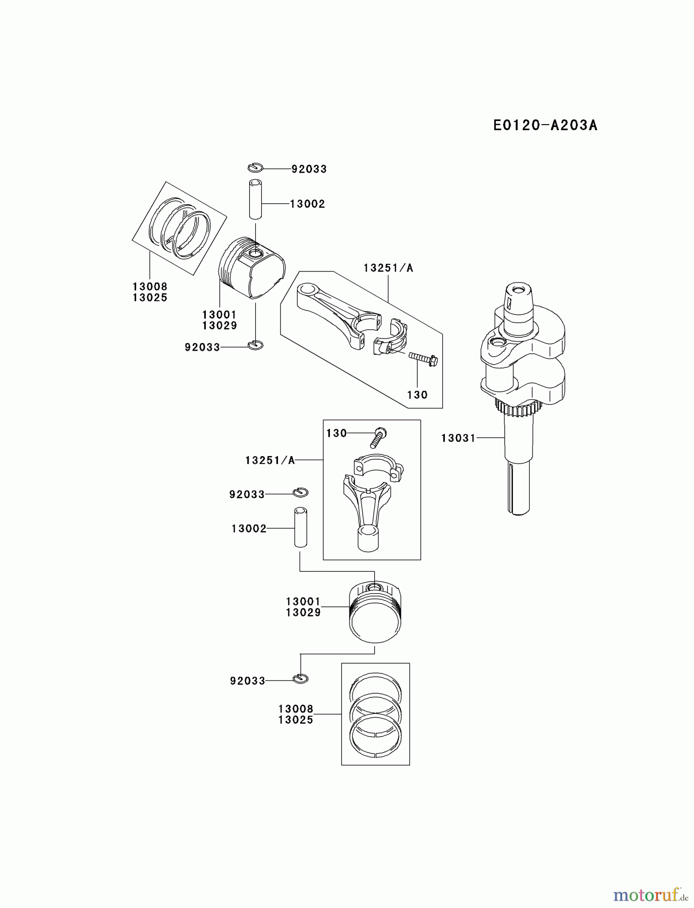 Kawasaki Motoren Motoren Vertikal FA210V - AS02 bis FH641V - DS24 FH381V-BS27 - Kawasaki FH381V 4-Stroke Engine PISTON/CRANKSHAFT