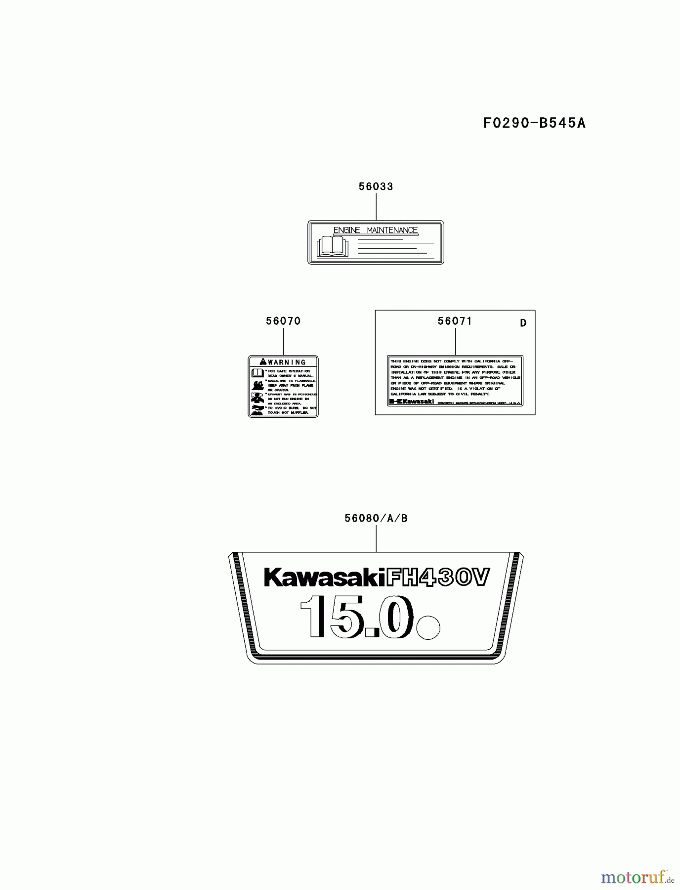  Kawasaki Motoren Motoren Vertikal FA210V - AS02 bis FH641V - DS24 FH430V-DS11 - Kawasaki FH430V 4-Stroke Engine LABEL