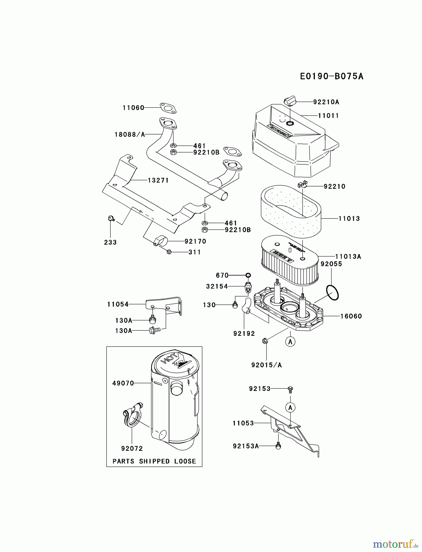 Kawasaki Motoren Motoren Vertikal FA210V - AS02 bis FH641V - DS24 FH430V-AS40 - Kawasaki FH430V 4-Stroke Engine AIR-FILTER/MUFFLER