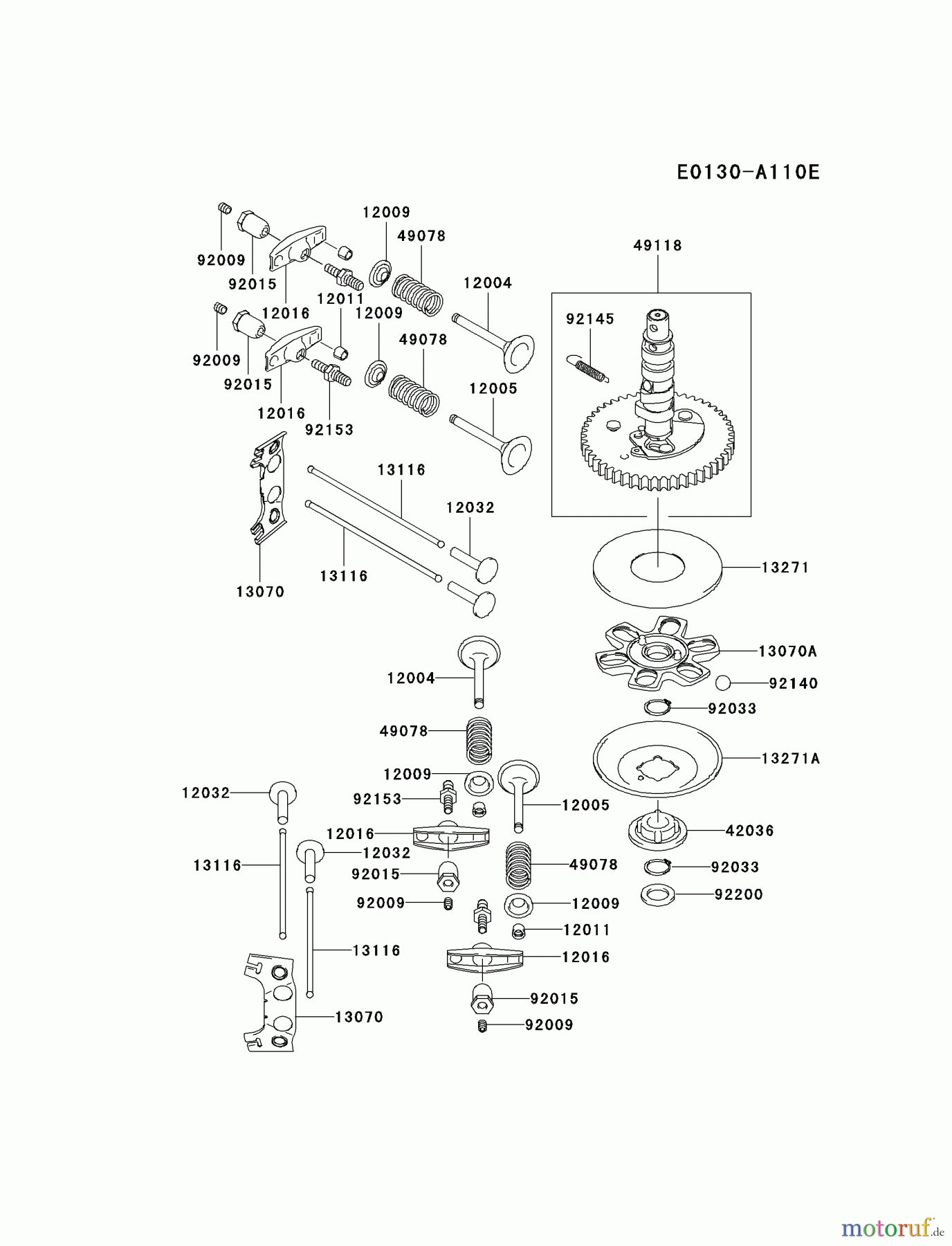 Kawasaki Motoren Motoren Vertikal FA210V - AS02 bis FH641V - DS24 FH430V-AS40 - Kawasaki FH430V 4-Stroke Engine VALVE/CAMSHAFT