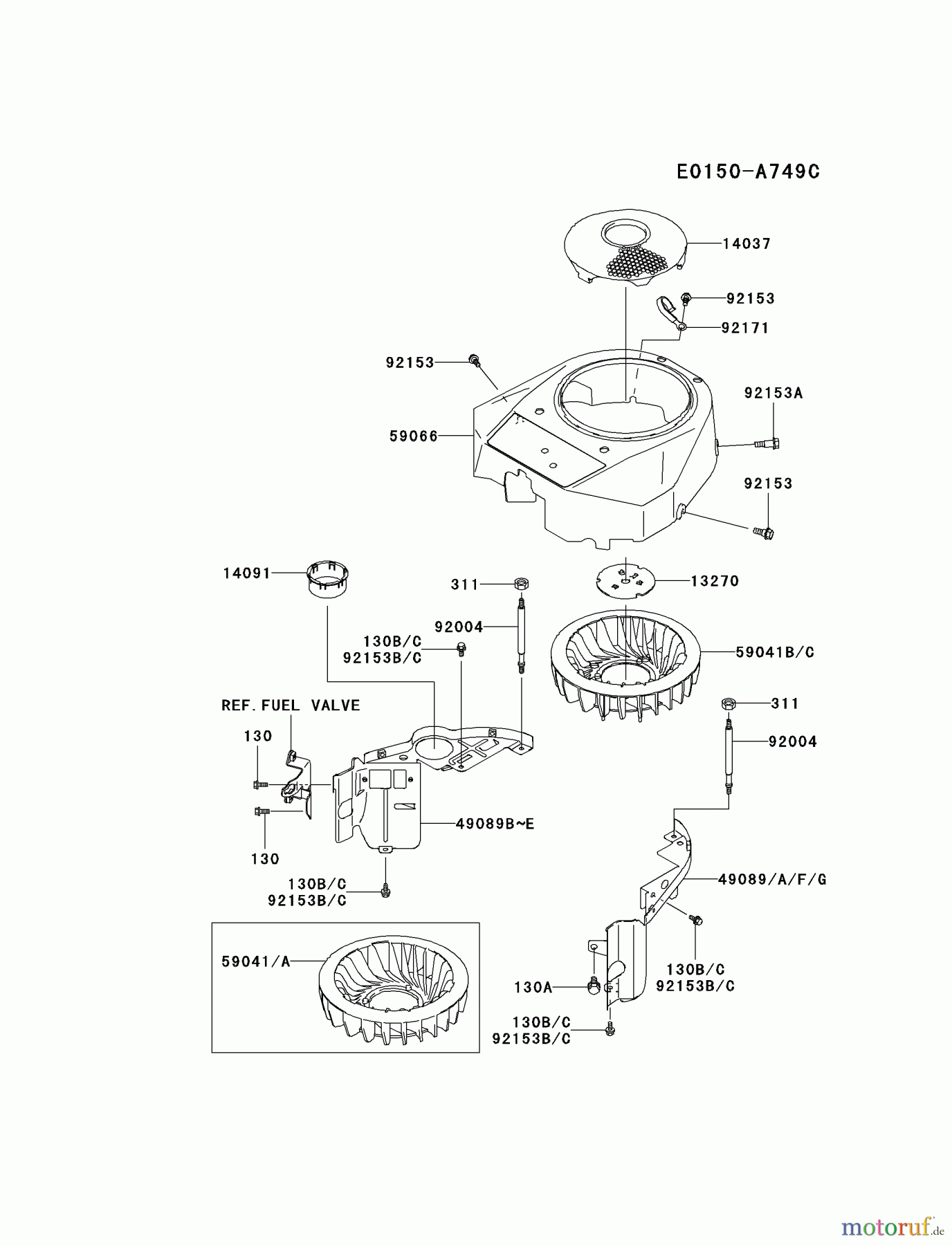 Kawasaki Motoren Motoren Vertikal FA210V - AS02 bis FH641V - DS24 FH430V-ES06 - Kawasaki FH430V 4-Stroke Engine COOLING-EQUIPMENT