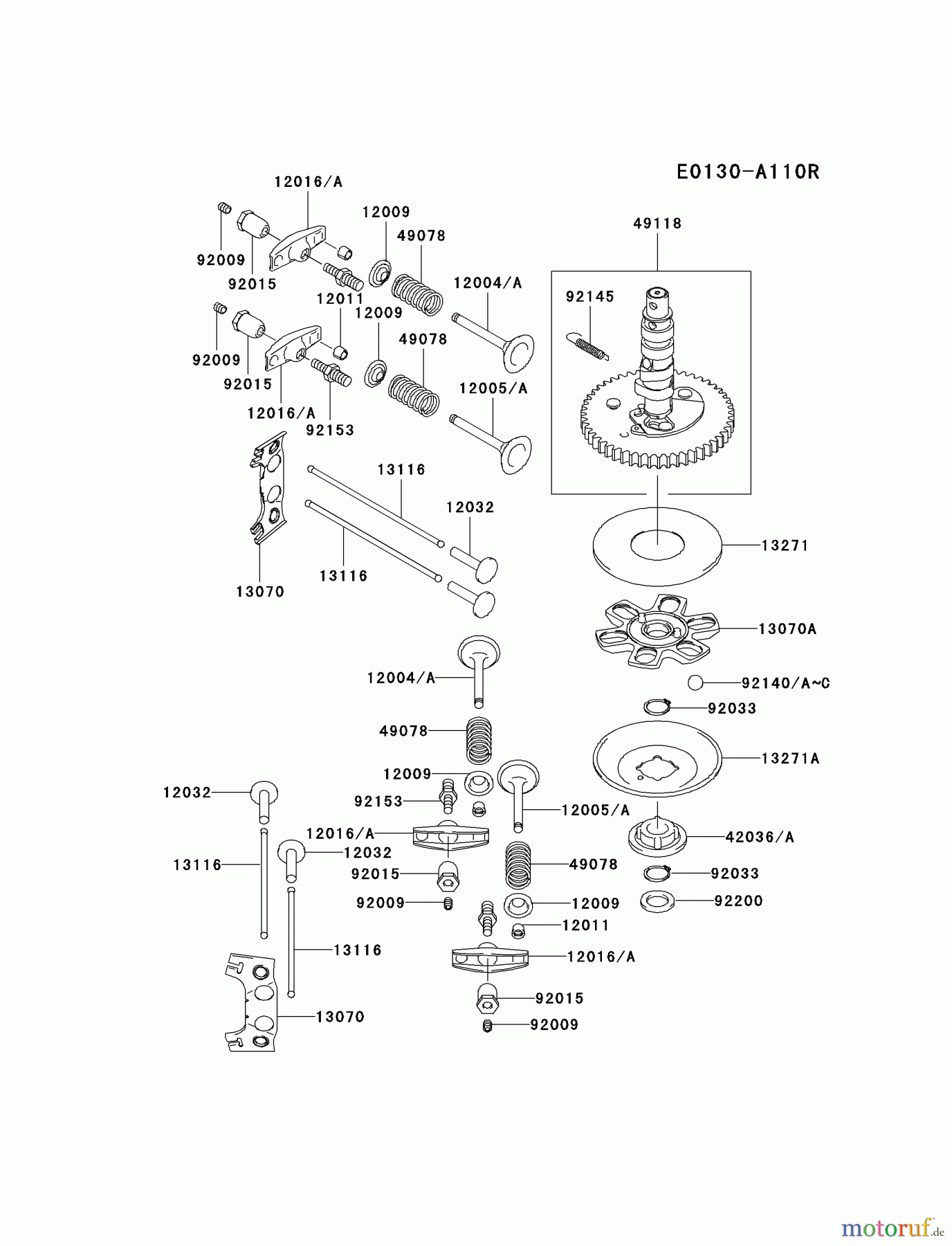 Kawasaki Motoren Motoren Vertikal FA210V - AS02 bis FH641V - DS24 FH381V-AS28 - Kawasaki FH381V 4-Stroke Engine VALVE/CAMSHAFT
