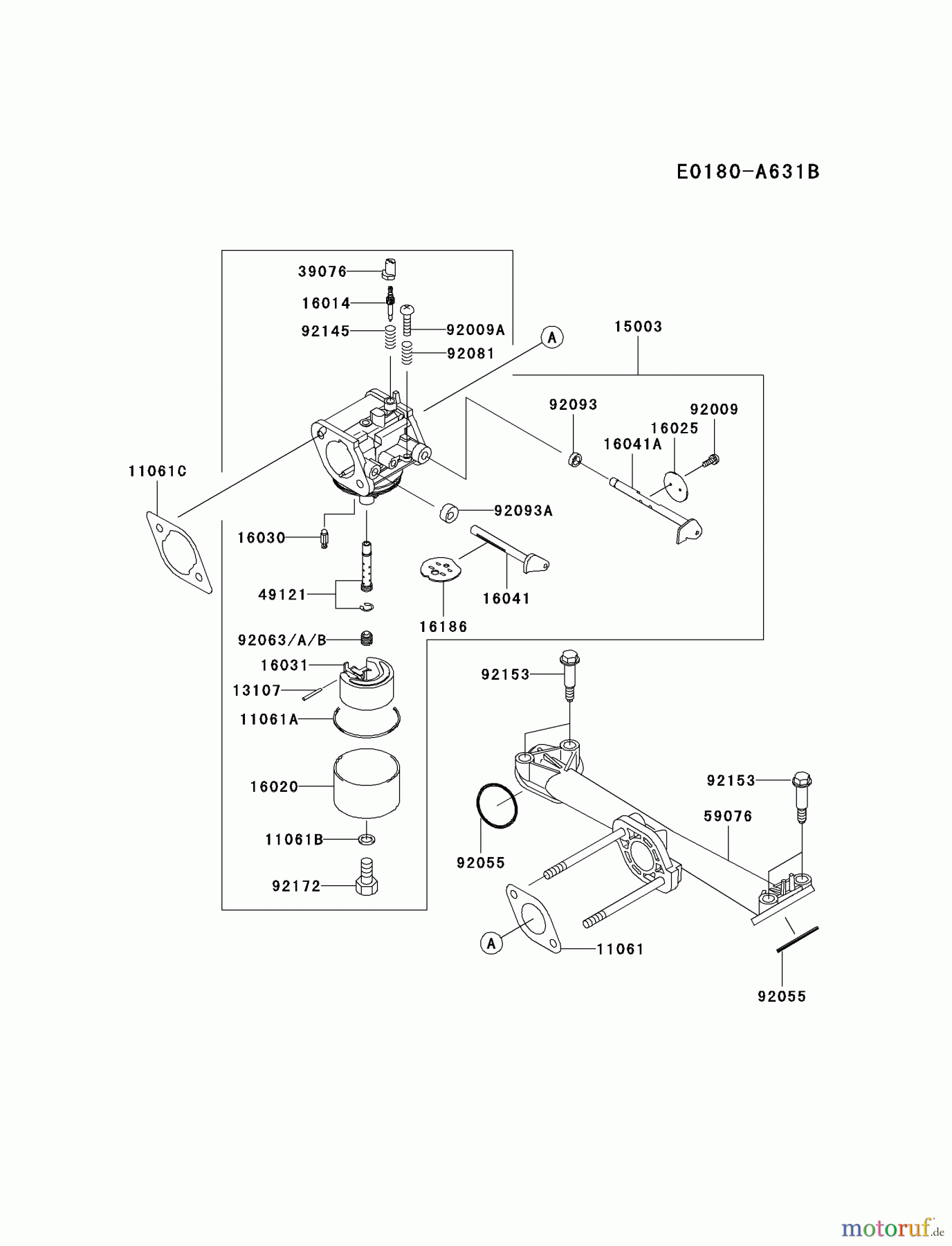 Kawasaki Motoren Motoren Vertikal FA210V - AS02 bis FH641V - DS24 FH430V-CS33 - Kawasaki FH430V 4-Stroke Engine CARBURETOR
