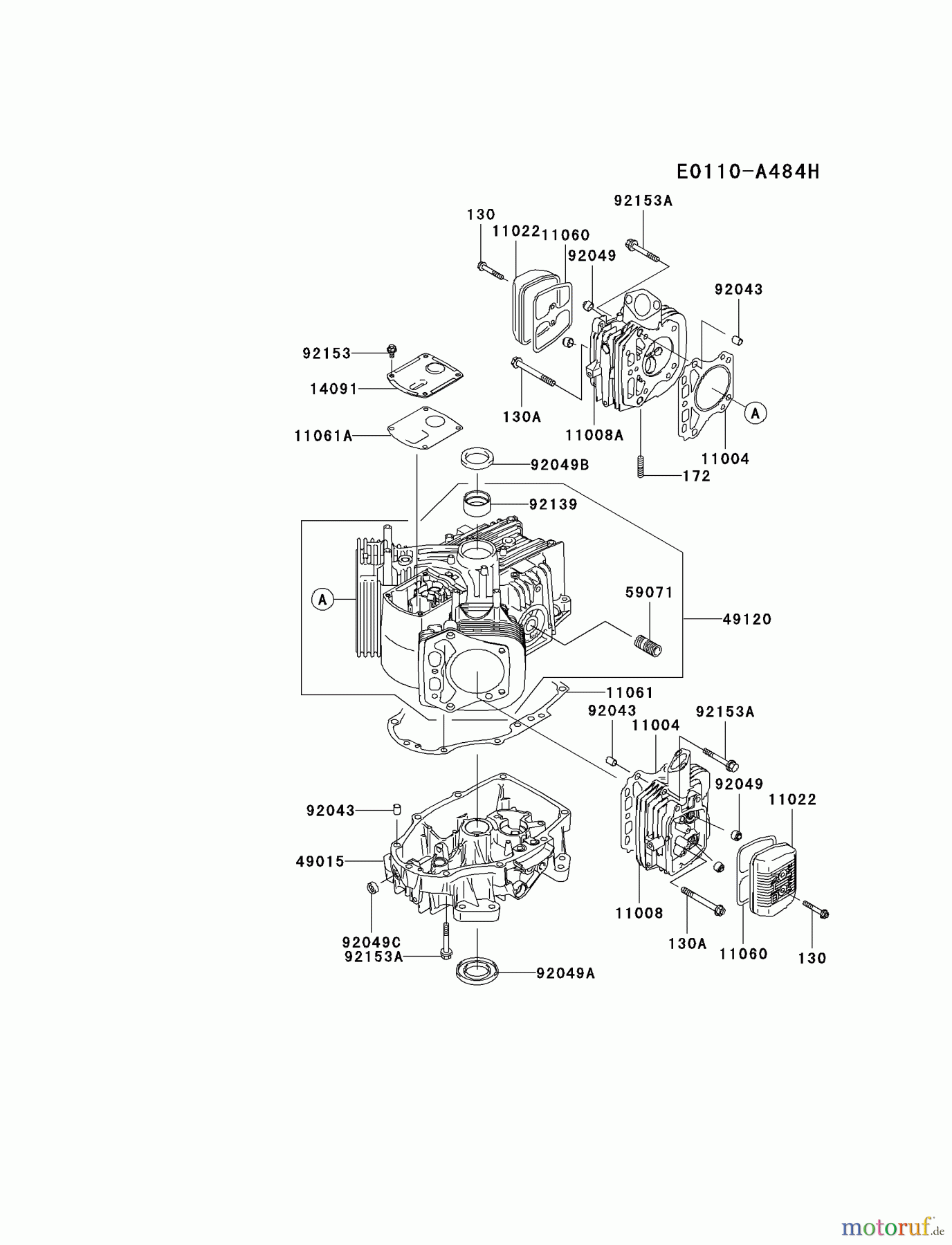 Kawasaki Motoren Motoren Vertikal FA210V - AS02 bis FH641V - DS24 FH430V-DS21 - Kawasaki FH430V 4-Stroke Engine CYLINDER/CRANKCASE