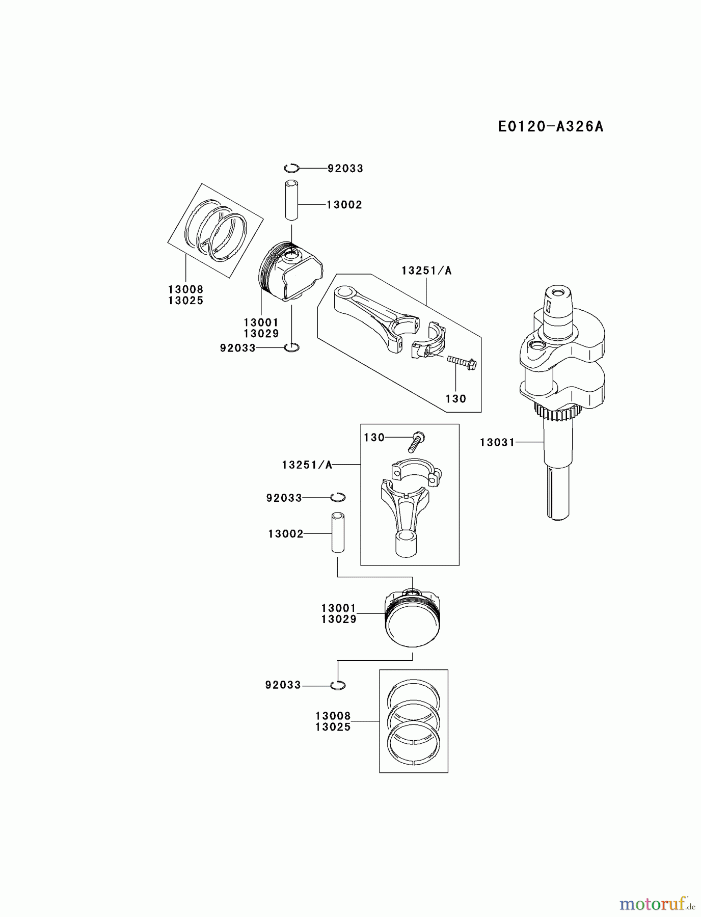Kawasaki Motoren Motoren Vertikal FA210V - AS02 bis FH641V - DS24 FH430V-AS36 - Kawasaki FH430V 4-Stroke Engine PISTON/CRANKSHAFT