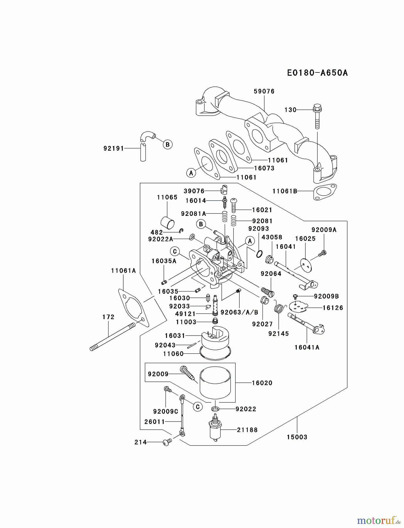 Kawasaki Motoren Motoren Vertikal FA210V - AS02 bis FH641V - DS24 FH451V-CS20 - Kawasaki FH451V 4-Stroke Engine CARBURETOR #1