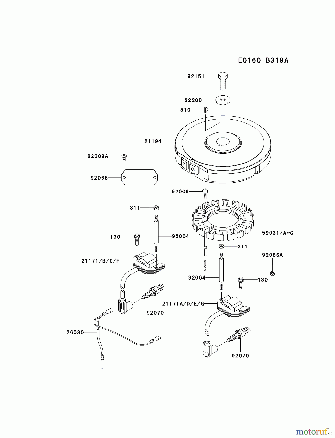 Kawasaki Motoren Motoren Vertikal FA210V - AS02 bis FH641V - DS24 FH480V-CS21 - Kawasaki FH480V 4-Stroke Engine ELECTRIC-EQUIPMENT