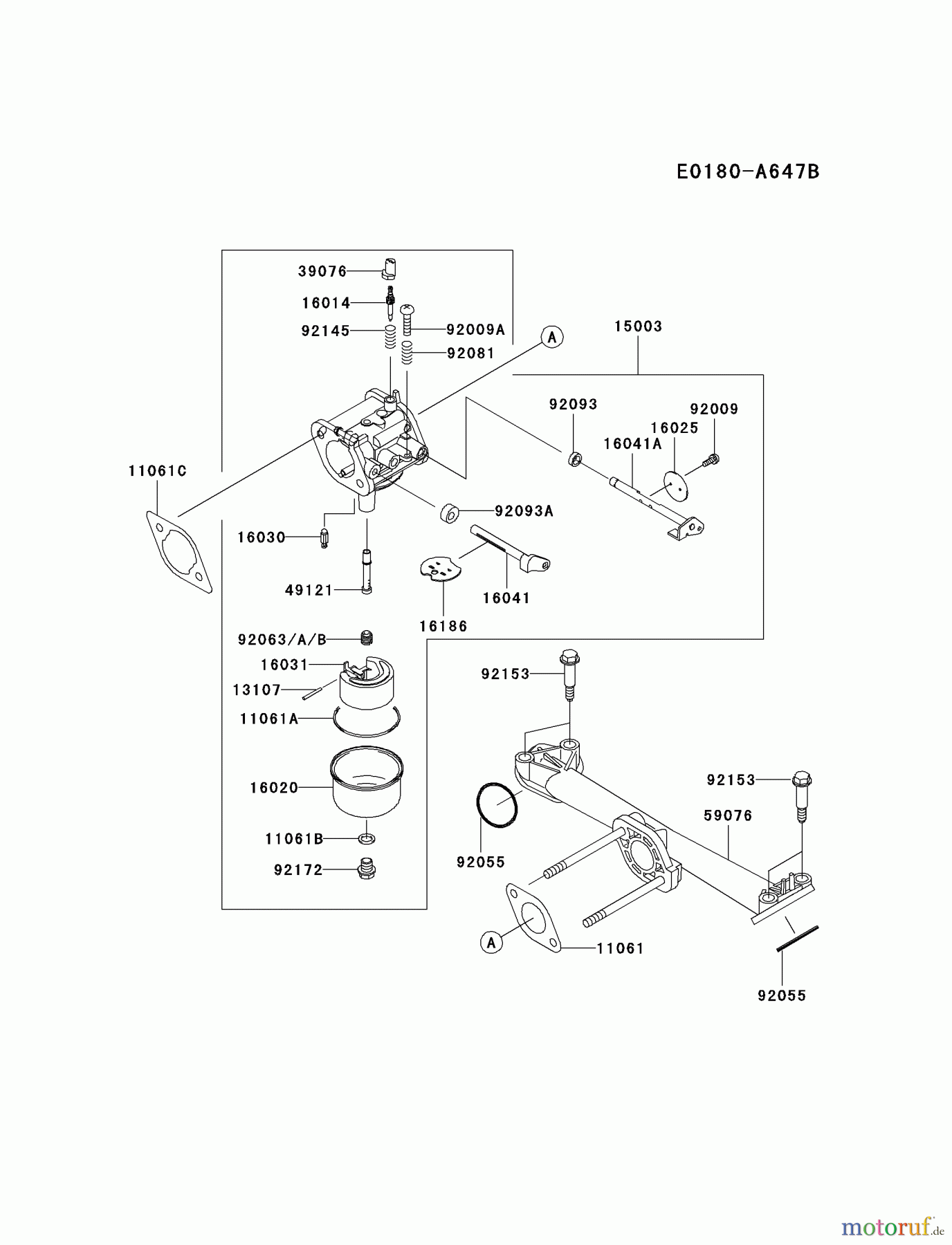 Kawasaki Motoren Motoren Vertikal FA210V - AS02 bis FH641V - DS24 FH480V-DS21 - Kawasaki FH480V 4-Stroke Engine CARBURETOR