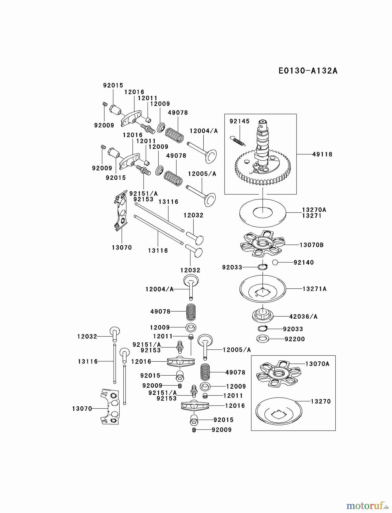 Kawasaki Motoren Motoren Vertikal FA210V - AS02 bis FH641V - DS24 FH500V-AS07 - Kawasaki FH500V 4-Stroke Engine VALVE/CAMSHAFT