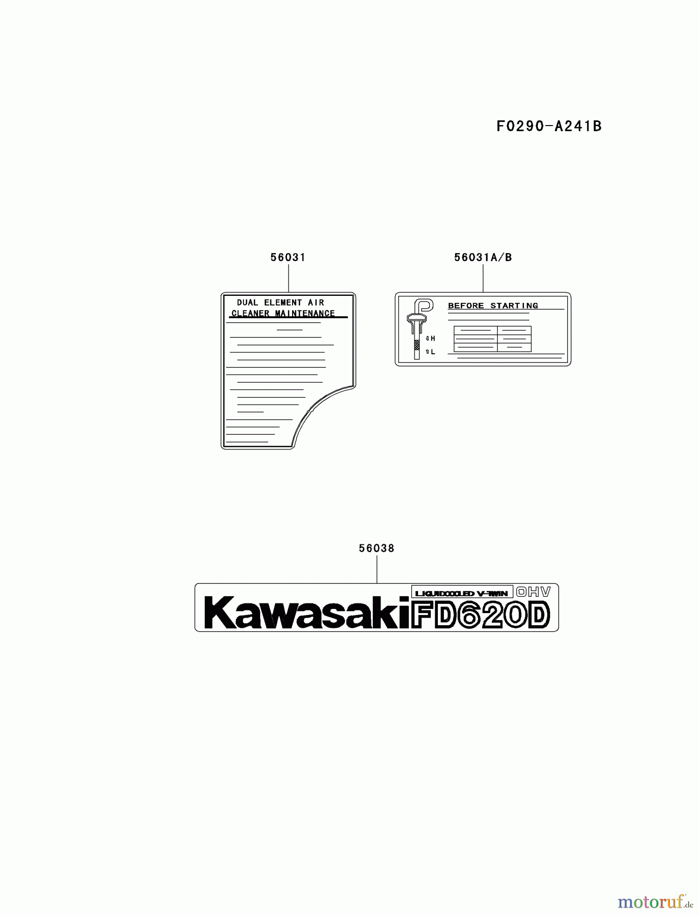  Kawasaki Motoren Motoren, Horizontal FD620D-BS12 - Kawasaki FD620D 4-Stroke Engine LABEL