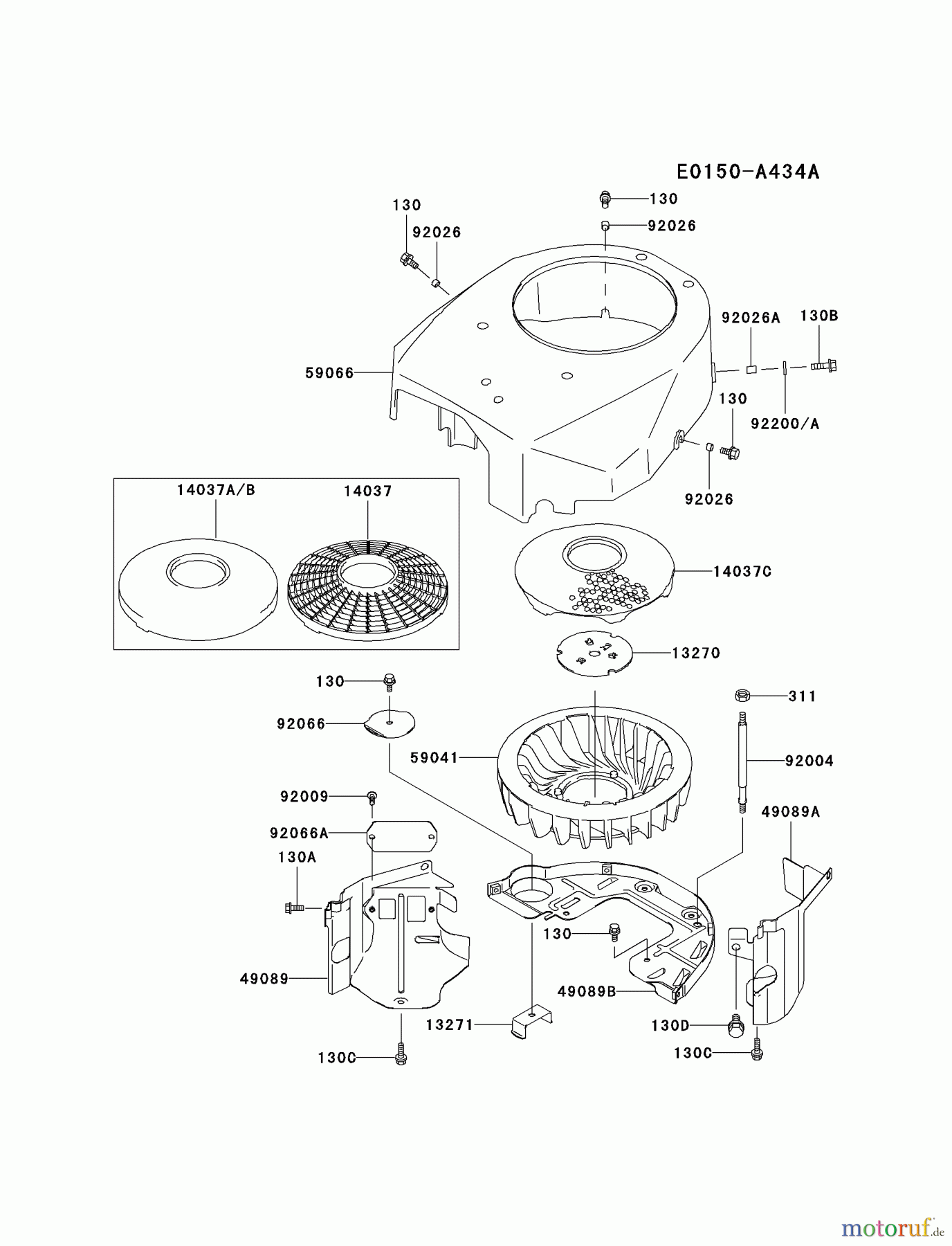 Kawasaki Motoren Motoren Vertikal FA210V - AS02 bis FH641V - DS24 FH500V-BS06 - Kawasaki FH500V 4-Stroke Engine COOLING-EQUIPMENT