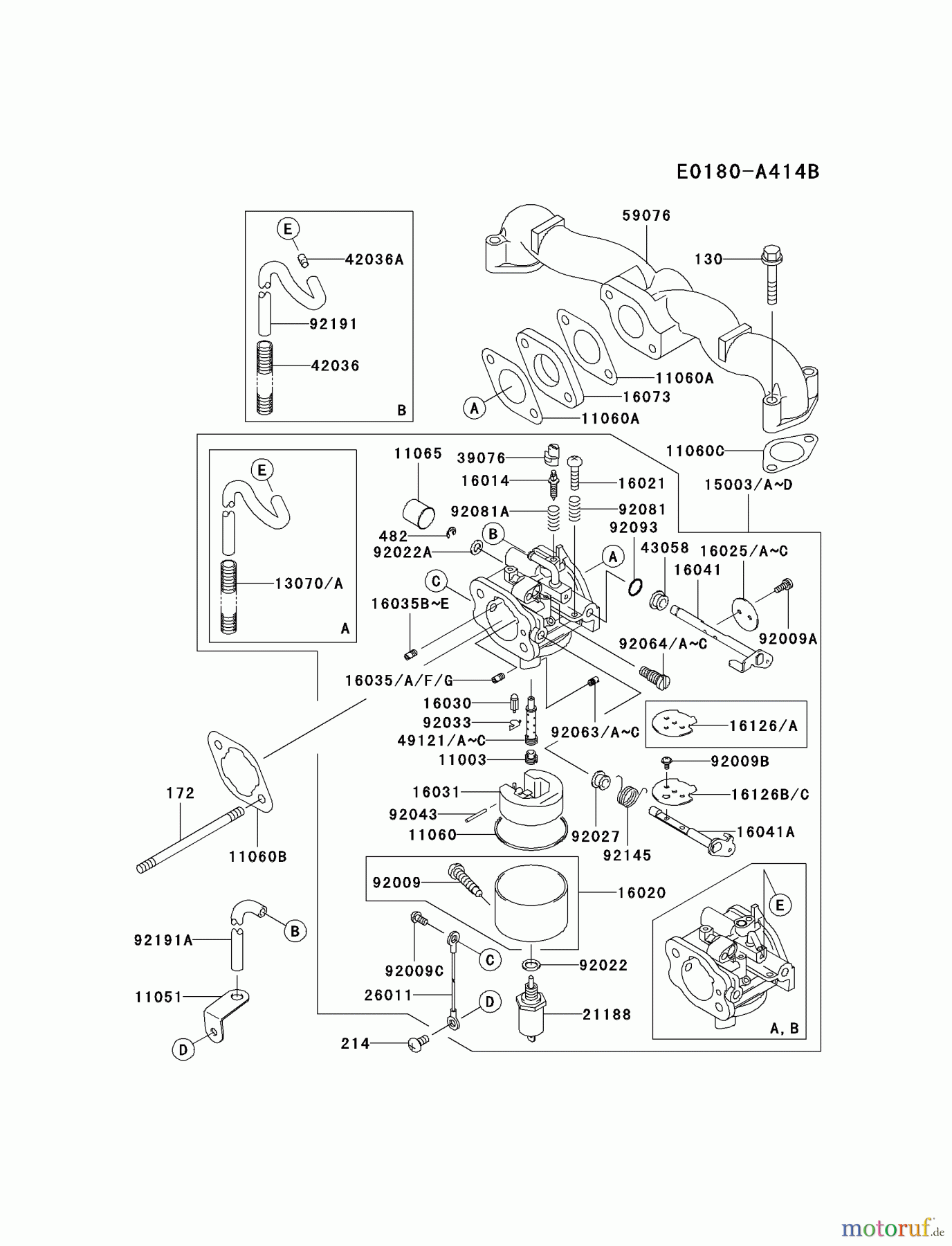 Kawasaki Motoren Motoren Vertikal FA210V - AS02 bis FH641V - DS24 FH500V-CS10 - Kawasaki FH500V 4-Stroke Engine CARBURETOR #2