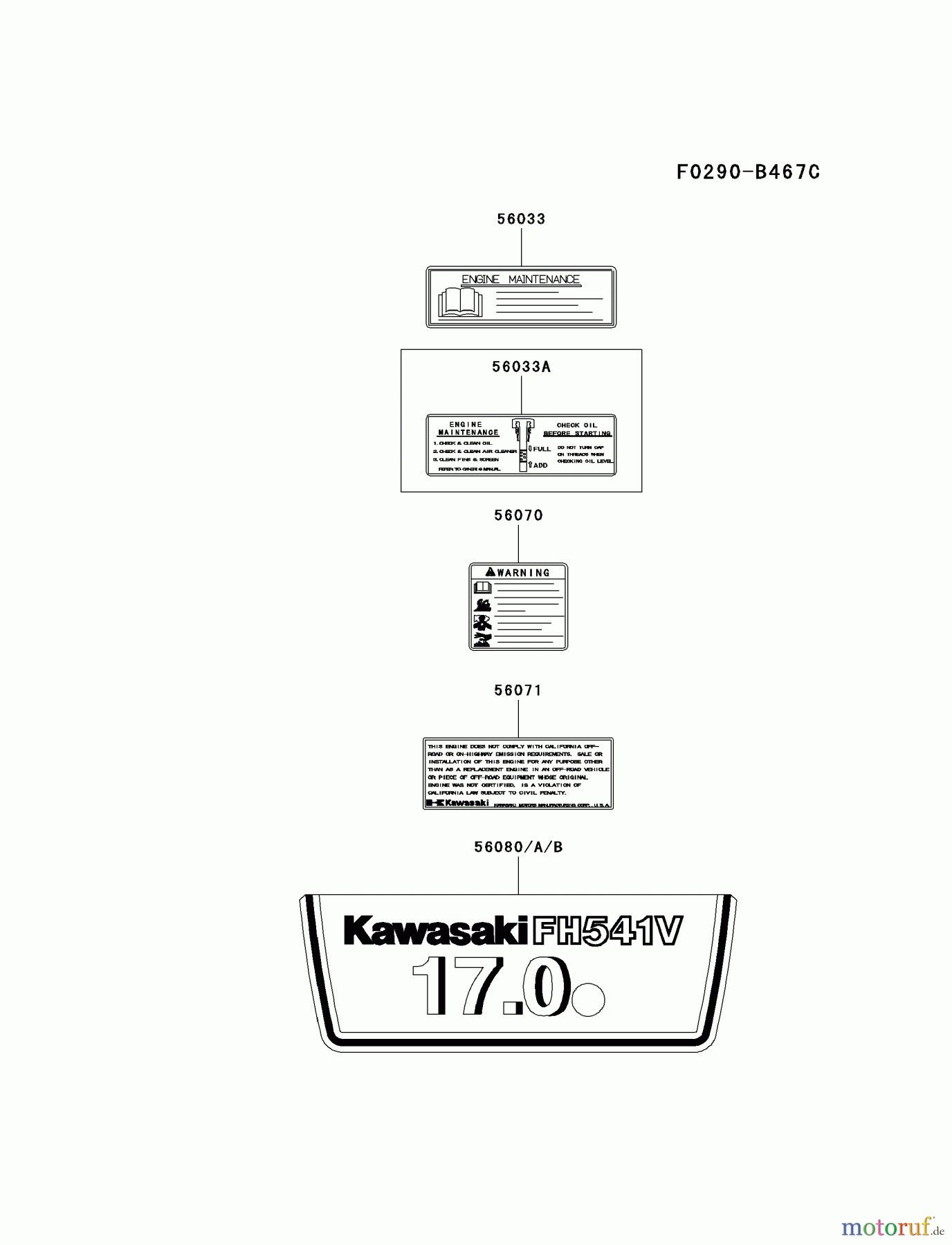 Kawasaki Motoren Motoren Vertikal FA210V - AS02 bis FH641V - DS24 FH541V-CS05 - Kawasaki FH541V 4-Stroke Engine LABEL