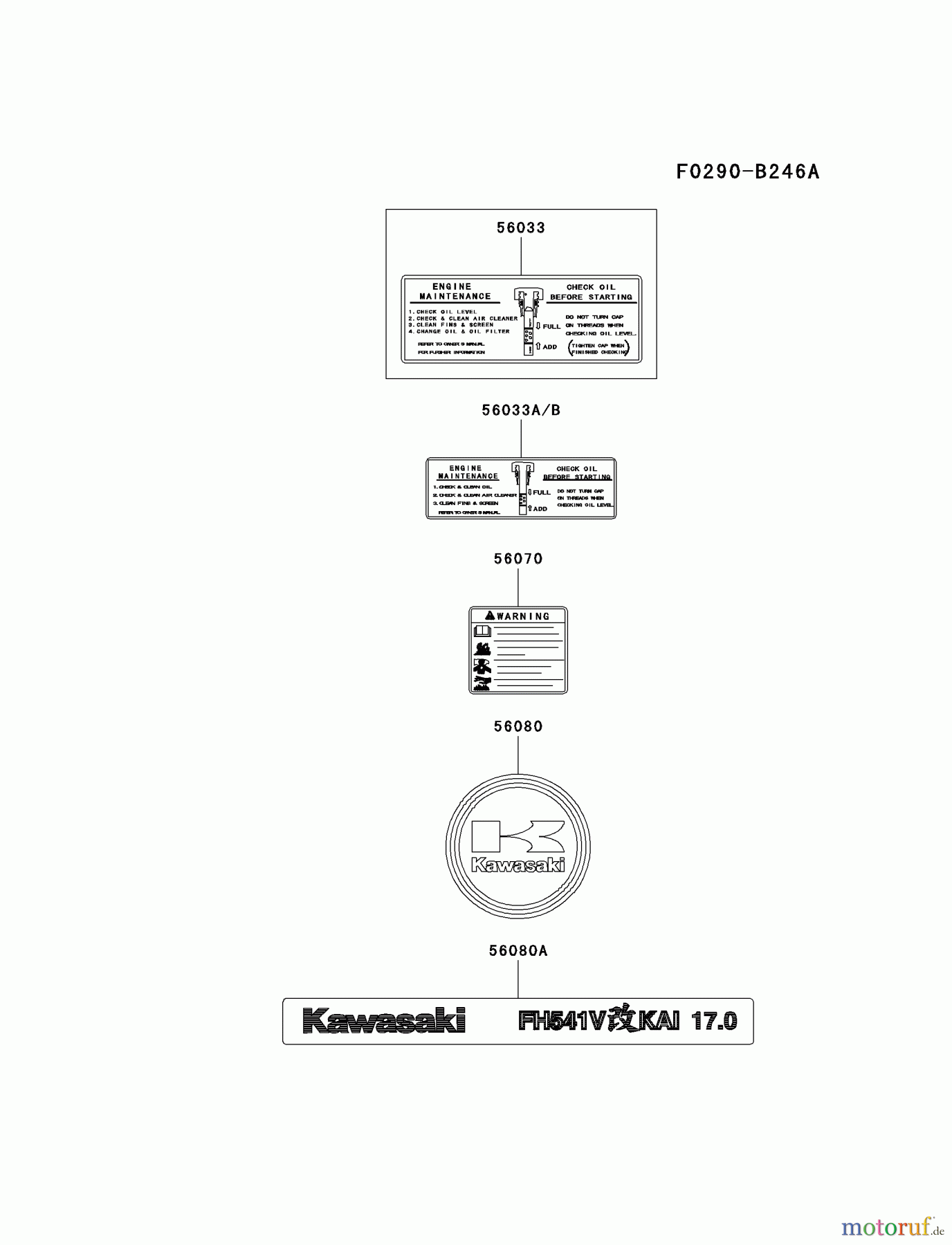 Kawasaki Motoren Motoren Vertikal FA210V - AS02 bis FH641V - DS24 FH541V-AS23 - Kawasaki FH541V 4-Stroke Engine LABEL