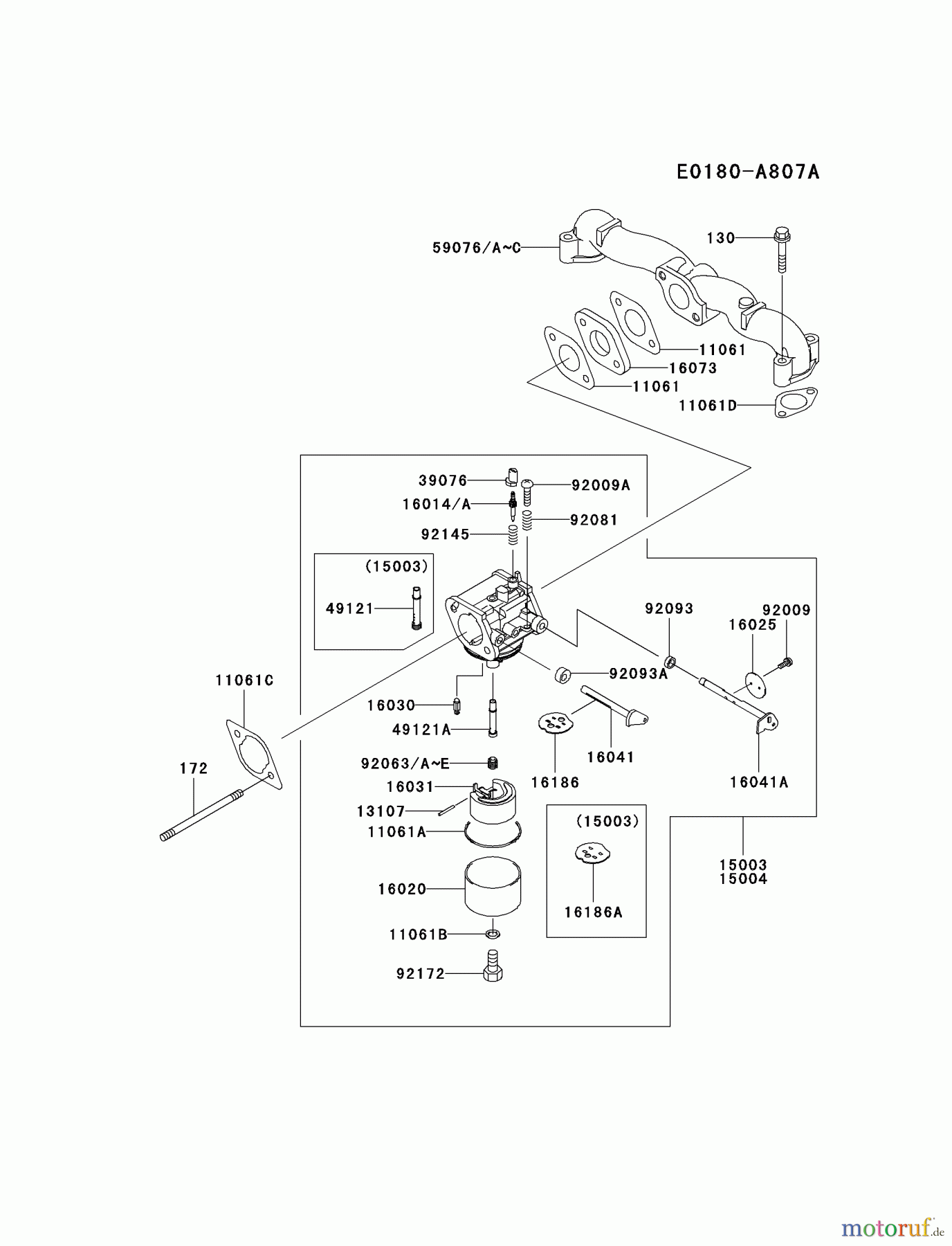 Kawasaki Motoren Motoren Vertikal FA210V - AS02 bis FH641V - DS24 FH541V-ES23 - Kawasaki FH541V 4-Stroke Engine CARBURETOR