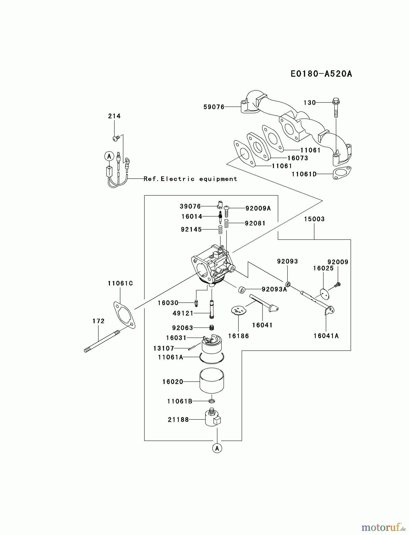 Kawasaki Motoren Motoren Vertikal FA210V - AS02 bis FH641V - DS24 FH541V-BS04 - Kawasaki FH541V 4-Stroke Engine CARBURETOR