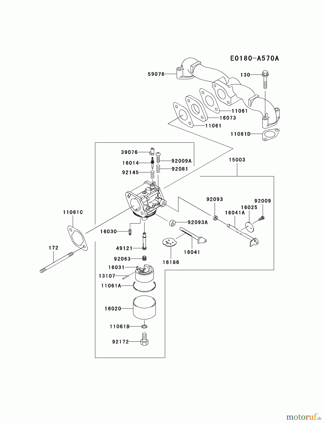 Kawasaki Motoren Motoren Vertikal FA210V - AS02 bis FH641V - DS24 FH580V-AS21 - Kawasaki FH580V 4-Stroke Engine CARBURETOR