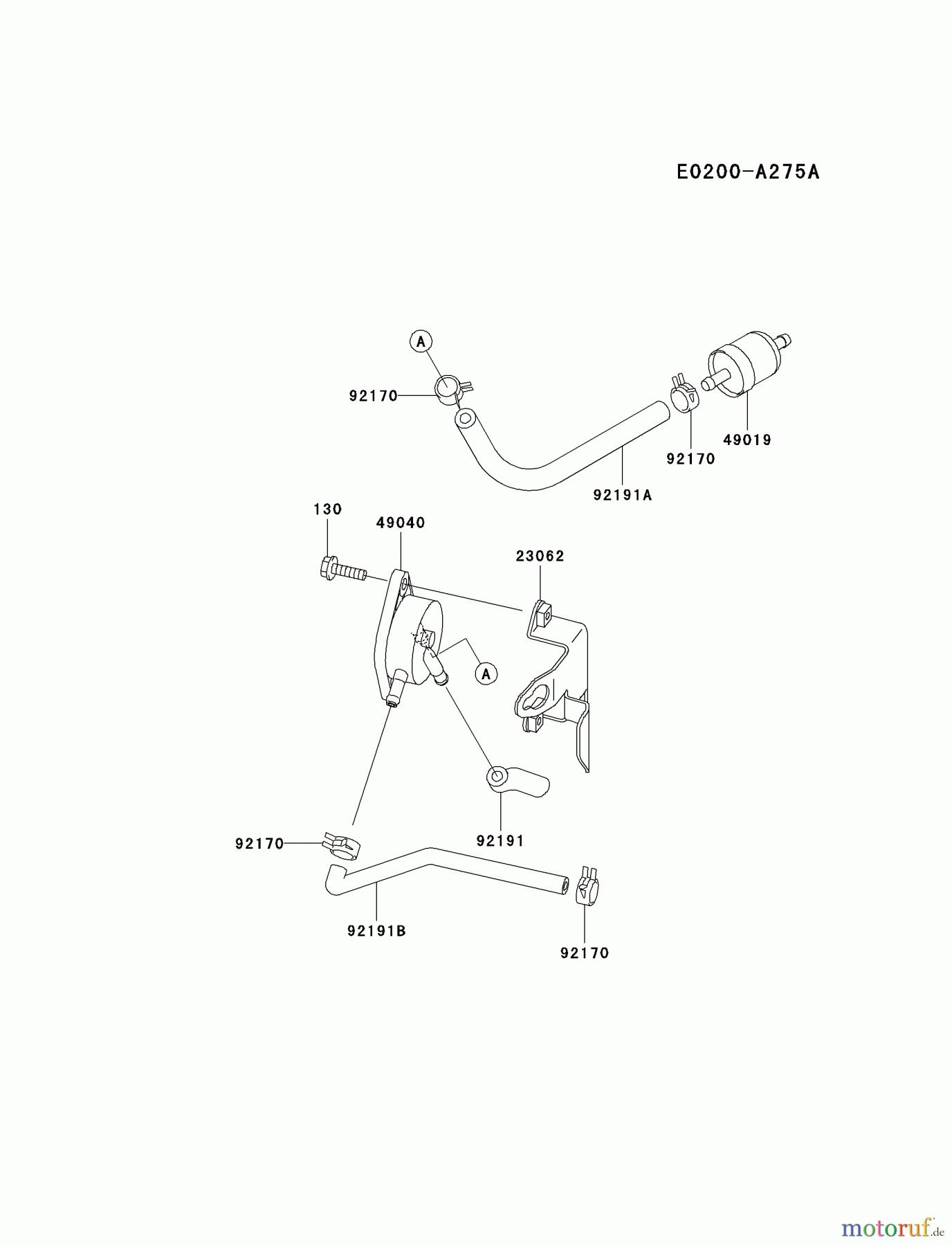 Kawasaki Motoren Motoren Vertikal FA210V - AS02 bis FH641V - DS24 FH381V-AS01 - Kawasaki FH381V 4-Stroke Engine FUEL-TANK/FUEL-VALVE