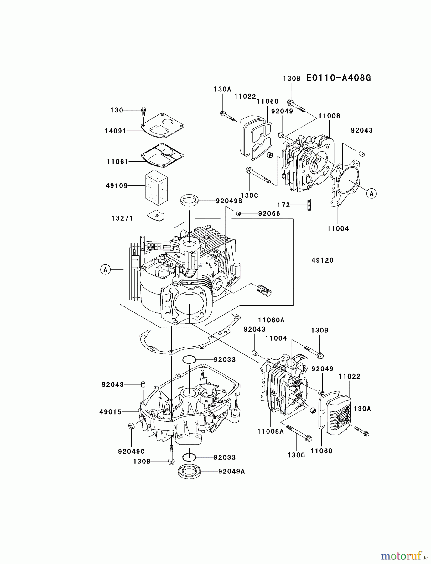 Kawasaki Motoren Motoren Vertikal FA210V - AS02 bis FH641V - DS24 FH541V-AS36 - Kawasaki FH541V 4-Stroke Engine CYLINDER/CRANKCASE