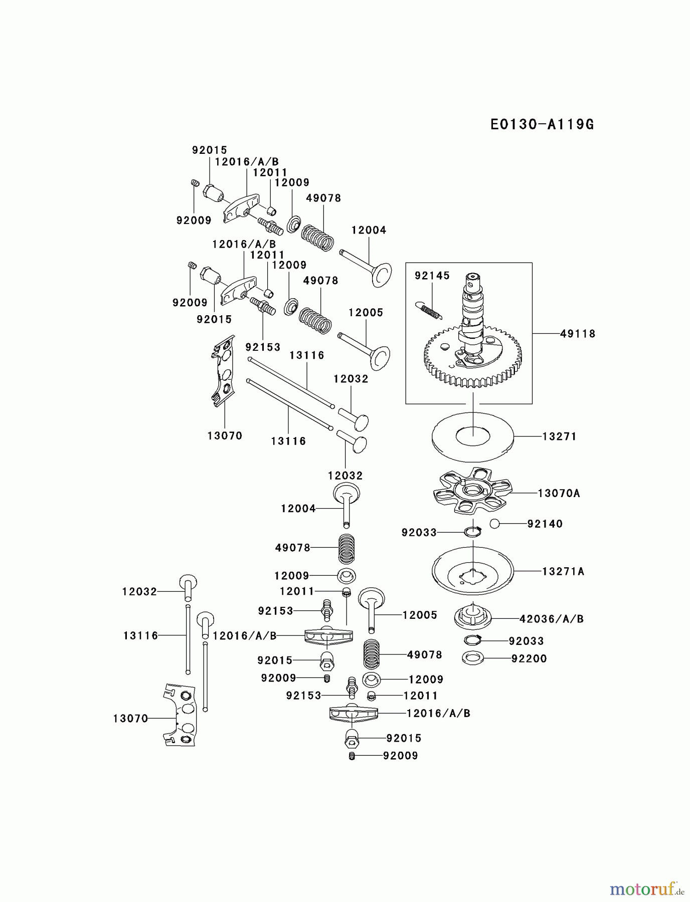 Kawasaki Motoren Motoren Vertikal FA210V - AS02 bis FH641V - DS24 FH541V-BS07 - Kawasaki FH541V 4-Stroke Engine VALVE/CAMSHAFT
