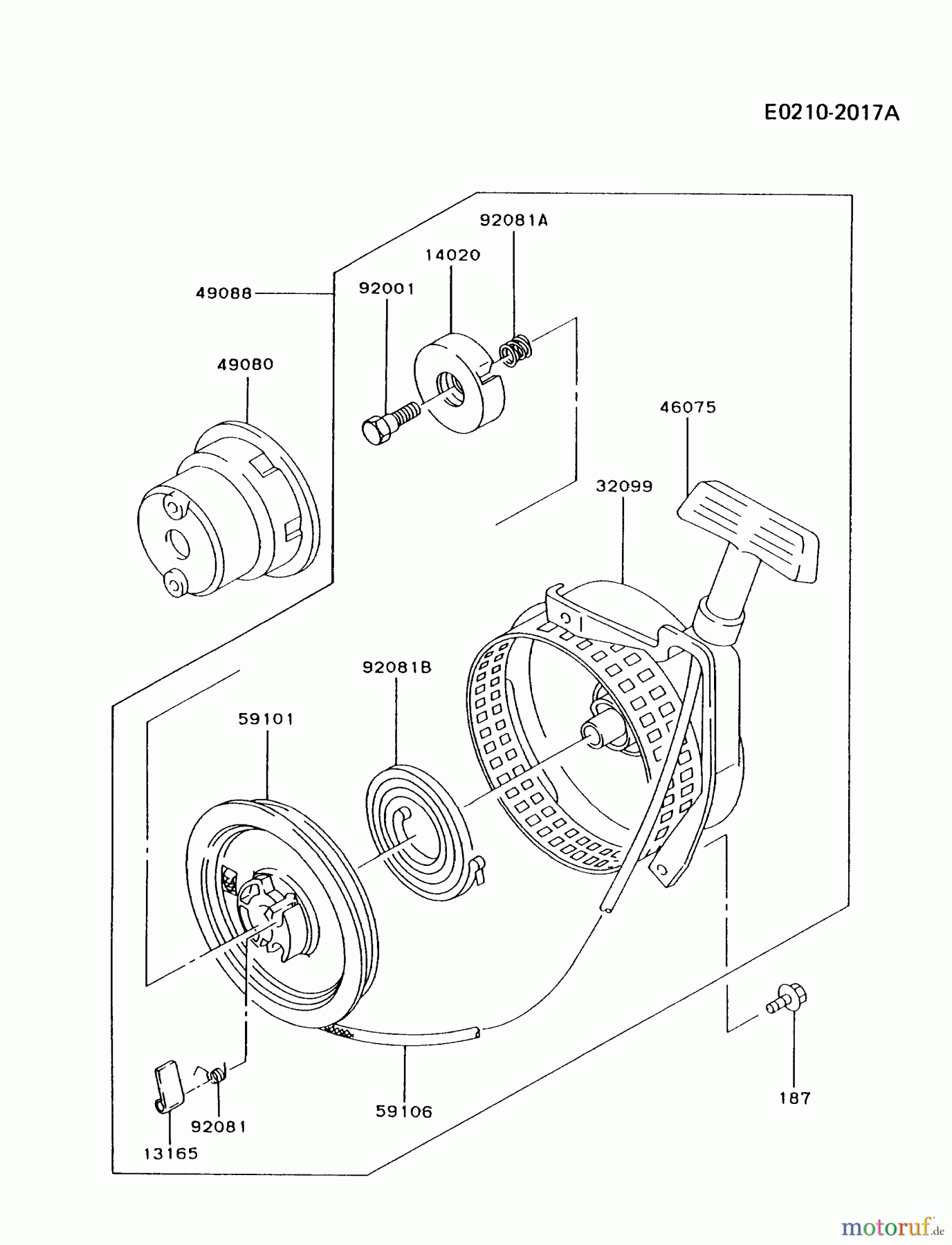  Kawasaki Motoren Motoren, Horizontal FA130D-BS07 - Kawasaki FA130D 4-Stroke Engine STARTER