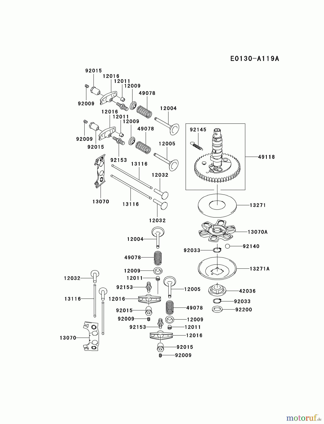 Kawasaki Motoren Motoren Vertikal FA210V - AS02 bis FH641V - DS24 FH580V-AS44 - Kawasaki FH580V 4-Stroke Engine VALVE/CAMSHAFT