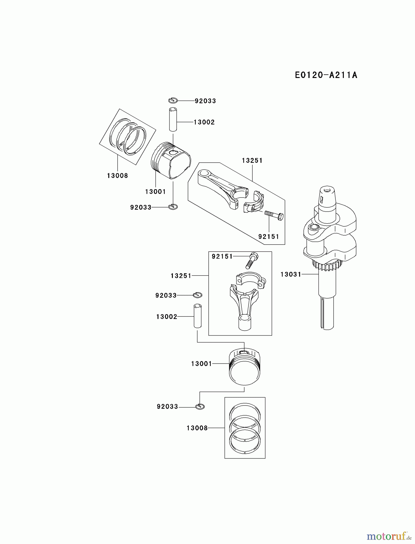 Kawasaki Motoren Motoren Vertikal FA210V - AS02 bis FH641V - DS24 FH541V-AS32 - Kawasaki FH541V 4-Stroke Engine PISTON/CRANKSHAFT