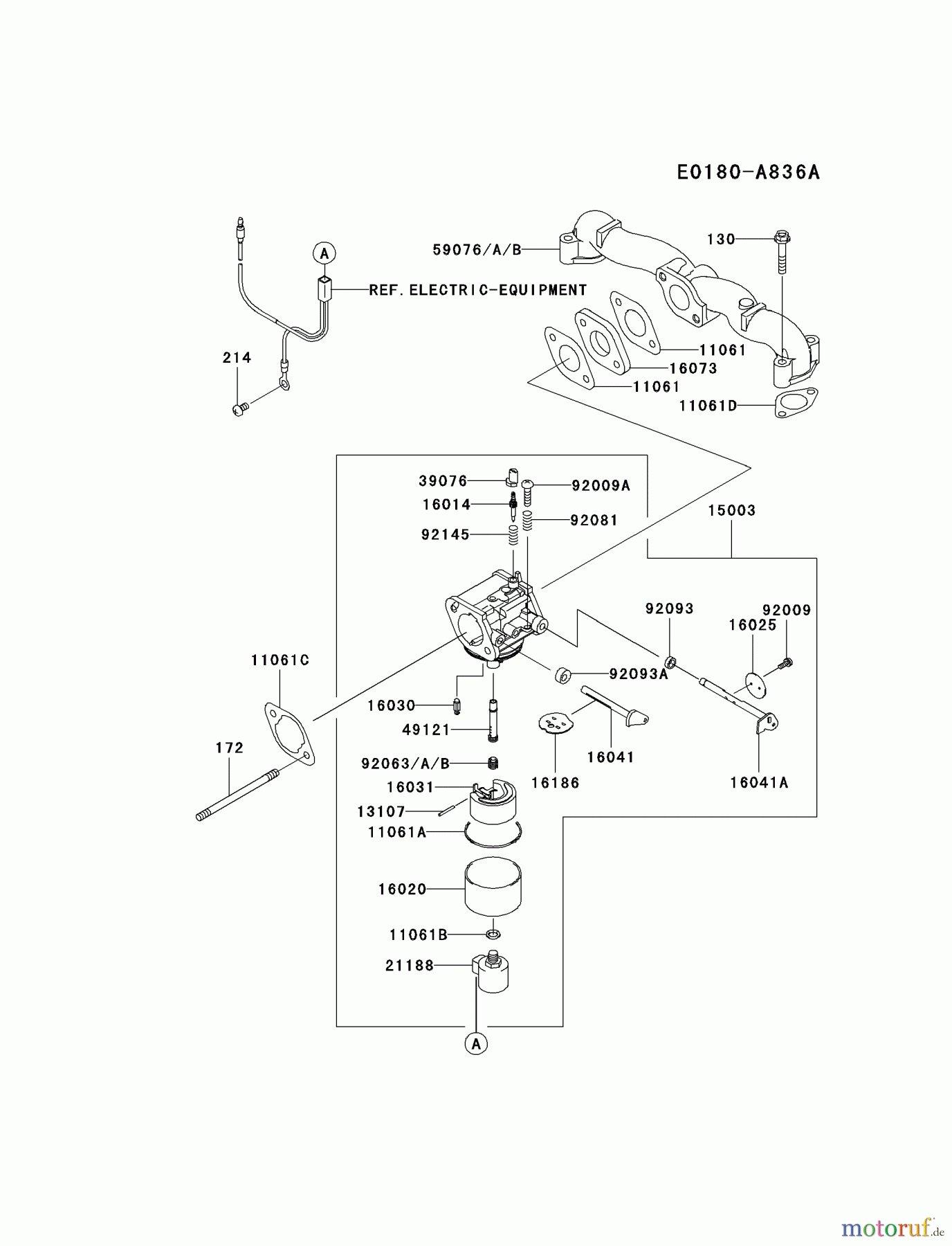  Kawasaki Motoren Motoren Vertikal FA210V - AS02 bis FH641V - DS24 FH580V-BS16 - Kawasaki FH580V 4-Stroke Engine CARBURETOR