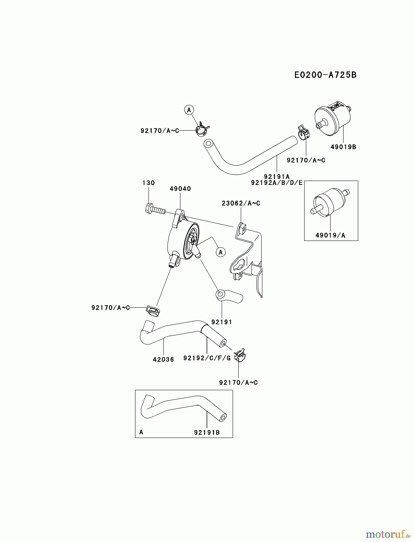 Kawasaki Motoren Motoren Vertikal FA210V - AS02 bis FH641V - DS24 FH580V-AS16 - Kawasaki FH580V 4-Stroke Engine FUEL-TANK/FUEL-VALVE