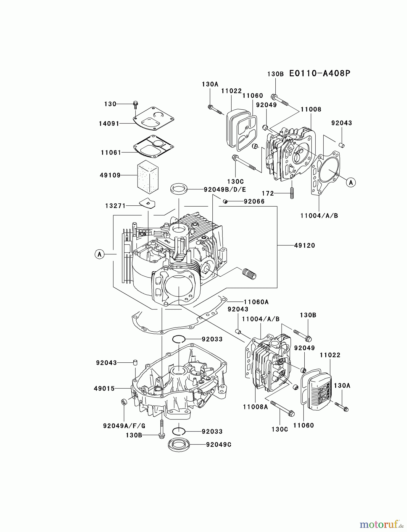 Kawasaki Motoren Motoren Vertikal FA210V - AS02 bis FH641V - DS24 FH541V-AS21 - Kawasaki FH541V 4-Stroke Engine CYLINDER/CRANKCASE