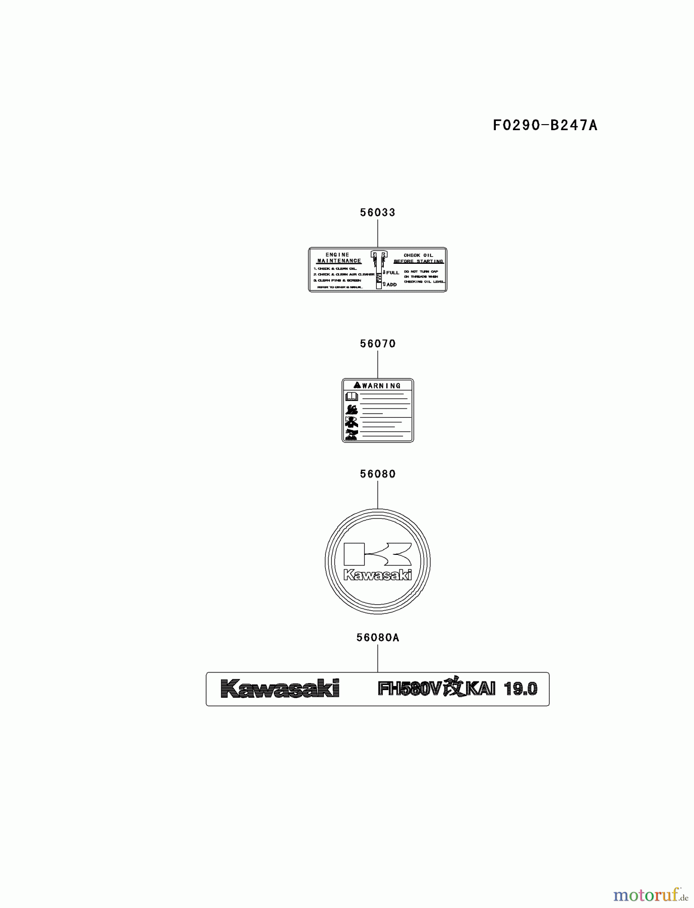  Kawasaki Motoren Motoren Vertikal FA210V - AS02 bis FH641V - DS24 FH580V-CS27 - Kawasaki FH580V 4-Stroke Engine LABEL