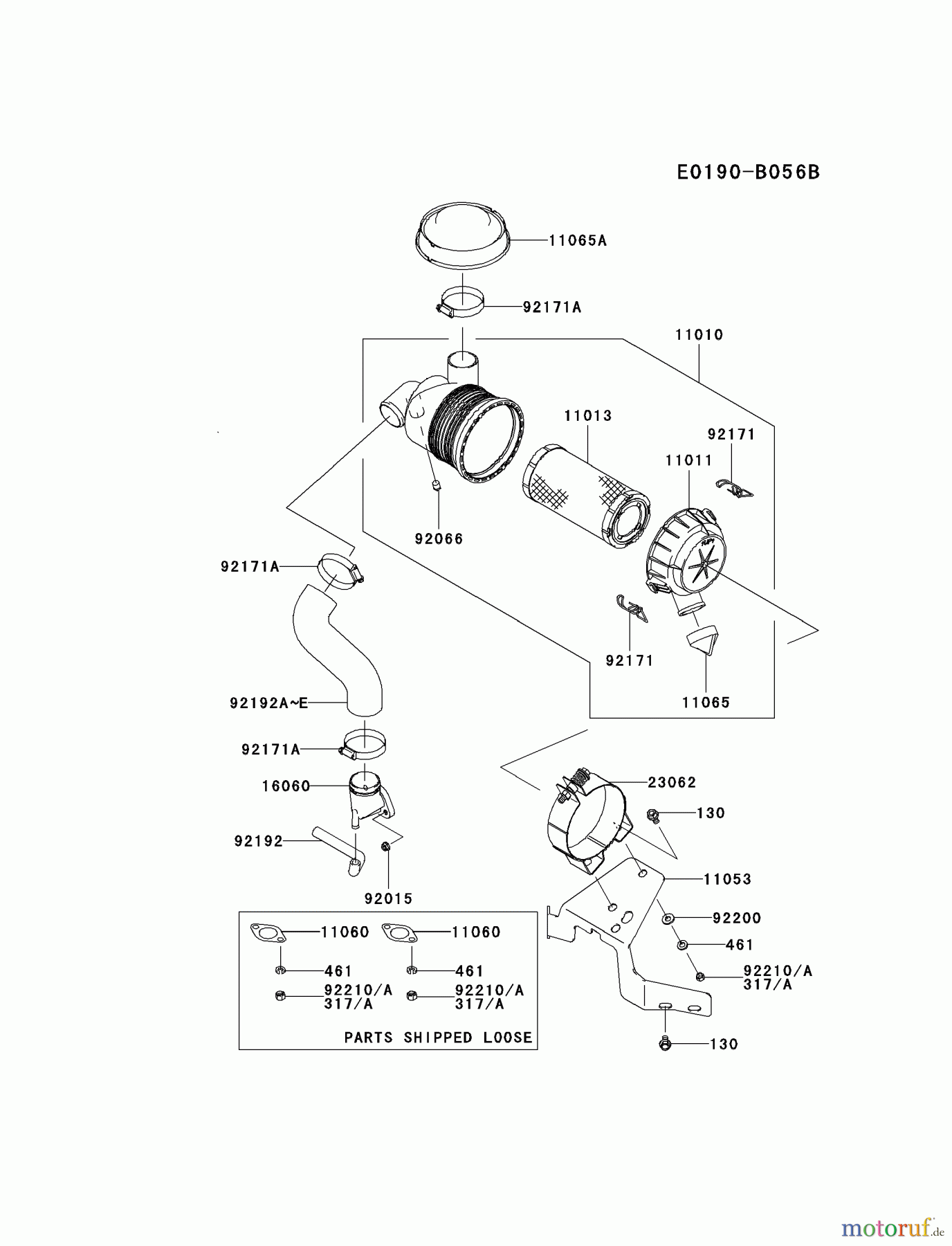  Kawasaki Motoren Motoren Vertikal FA210V - AS02 bis FH641V - DS24 FH580V-BS35 - Kawasaki FH580V 4-Stroke Engine AIR-FILTER/MUFFLER