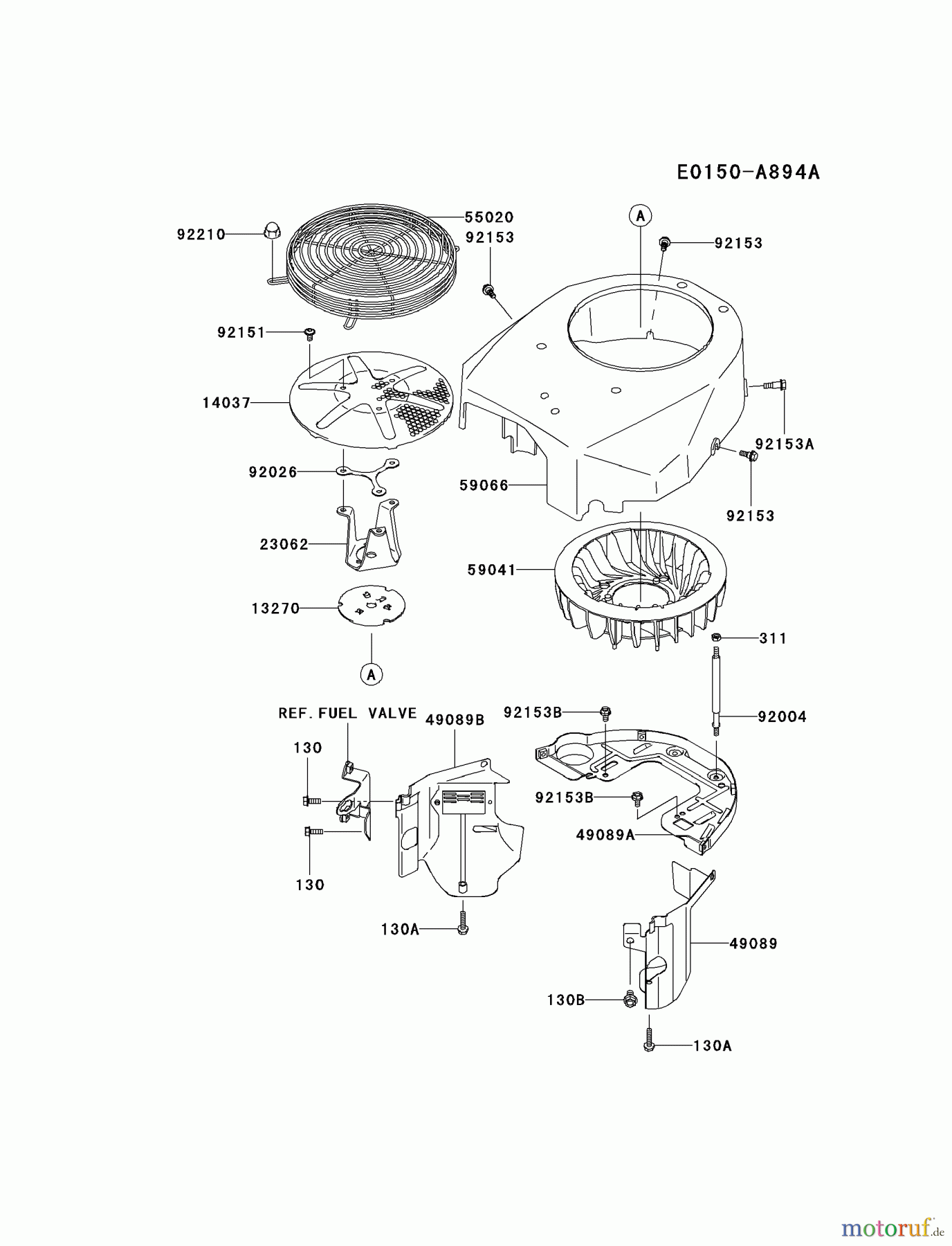 Kawasaki Motoren Motoren Vertikal FA210V - AS02 bis FH641V - DS24 FH580V-BW04 - Kawasaki FH580V 4-Stroke Engine COOLING-EQUIPMENT