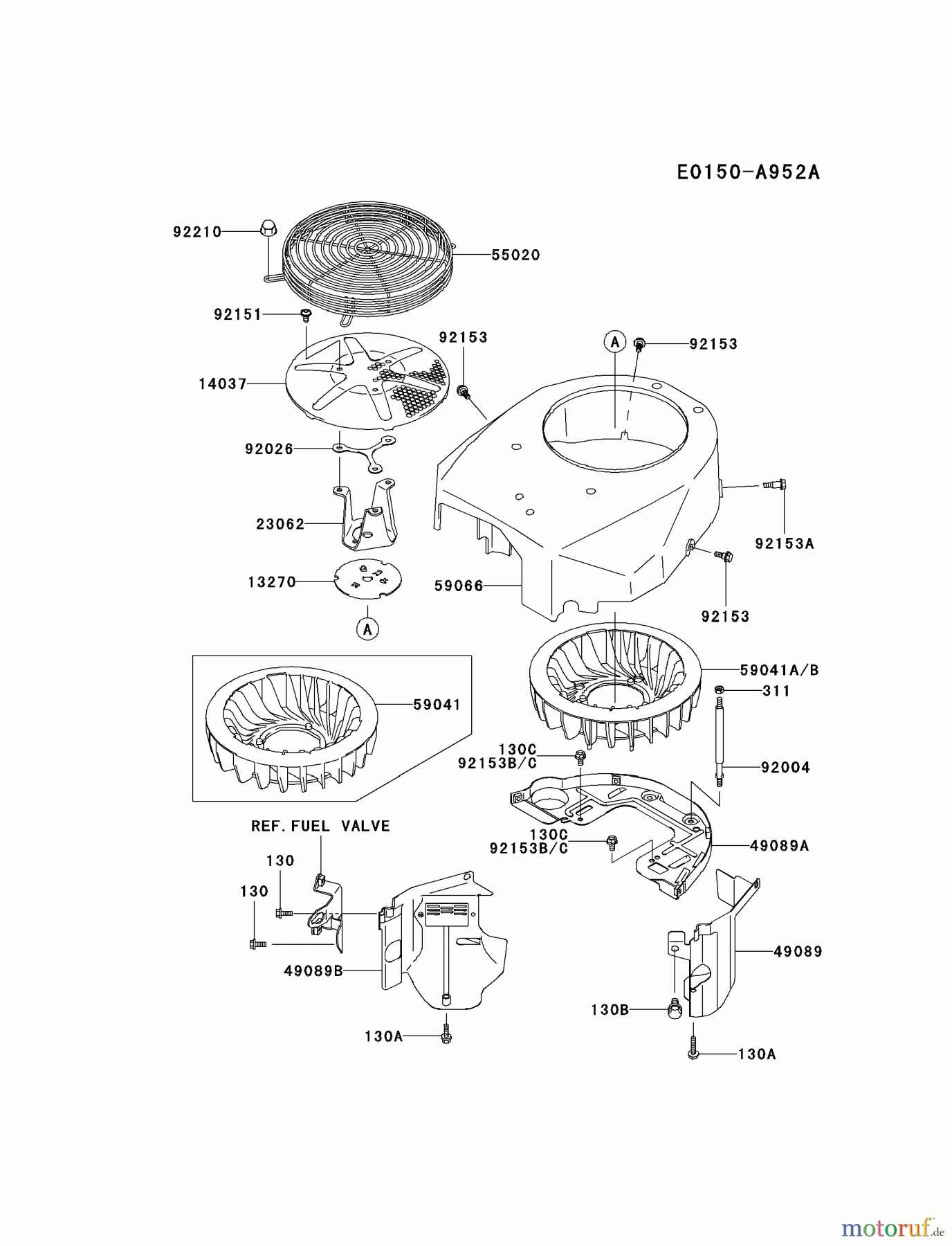 Kawasaki Motoren Motoren Vertikal FA210V - AS02 bis FH641V - DS24 FH580V-DS01 - Kawasaki FH580V 4-Stroke Engine COOLING-EQUIPMENT