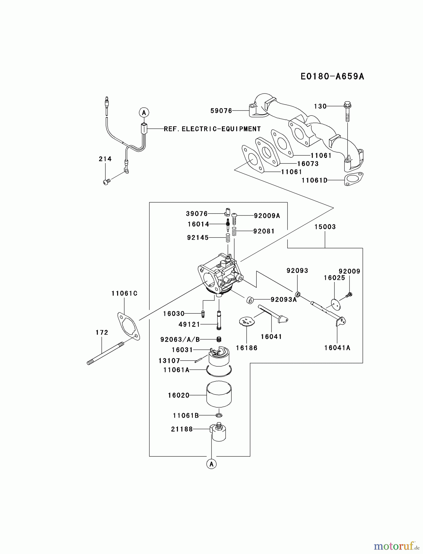 Kawasaki Motoren Motoren Vertikal FA210V - AS02 bis FH641V - DS24 FH580V-AS43 - Kawasaki FH580V 4-Stroke Engine CARBURETOR