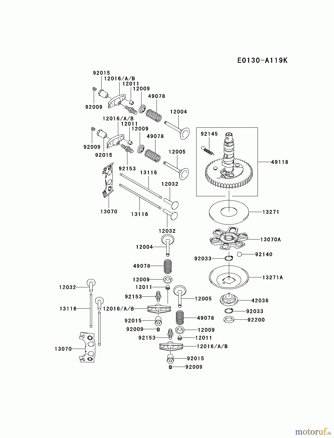 Kawasaki Motoren Motoren Vertikal FA210V - AS02 bis FH641V - DS24 FH580V-DS06 - Kawasaki FH580V 4-Stroke Engine VALVE/CAMSHAFT