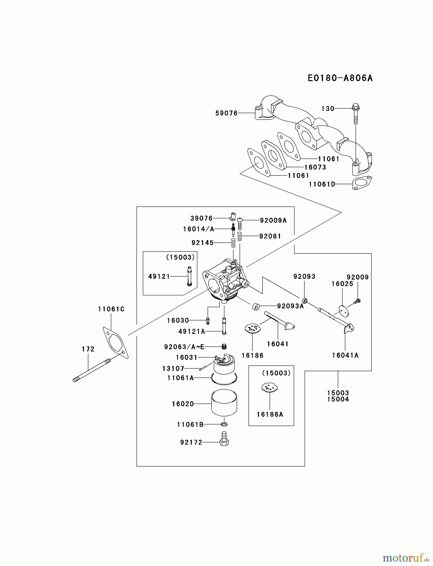 Kawasaki Motoren Motoren Vertikal FA210V - AS02 bis FH641V - DS24 FH541V-DS21 - Kawasaki FH541V 4-Stroke Engine CARBURETOR