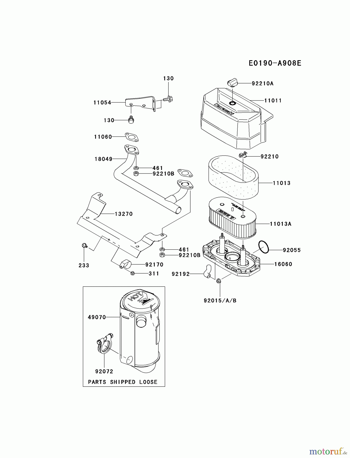 Kawasaki Motoren Motoren Vertikal FA210V - AS02 bis FH641V - DS24 FH541V-DS21 - Kawasaki FH541V 4-Stroke Engine AIR-FILTER/MUFFLER