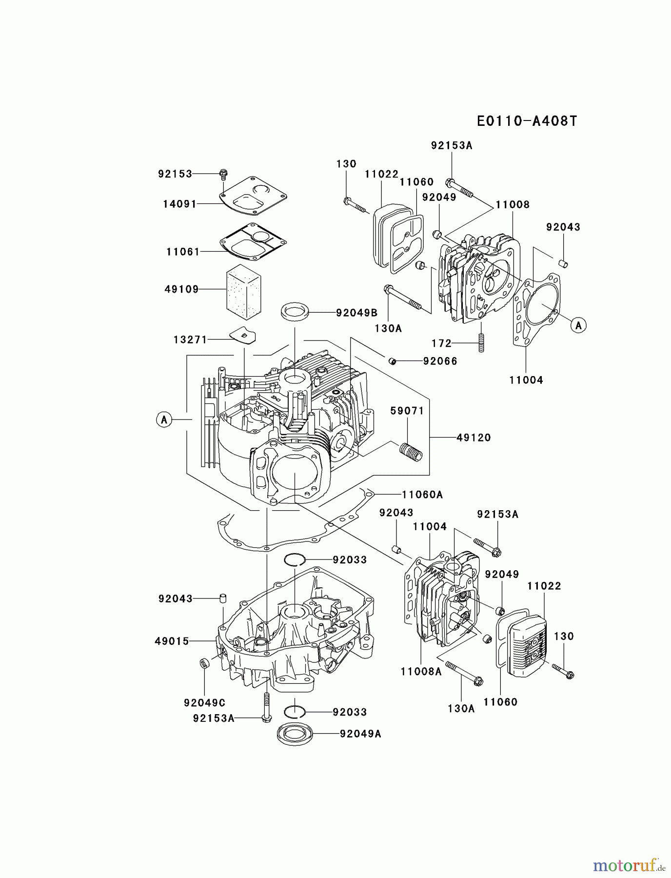 Kawasaki Motoren Motoren Vertikal FA210V - AS02 bis FH641V - DS24 FH580V-DS23 - Kawasaki FH580V 4-Stroke Engine CYLINDER/CRANKCASE