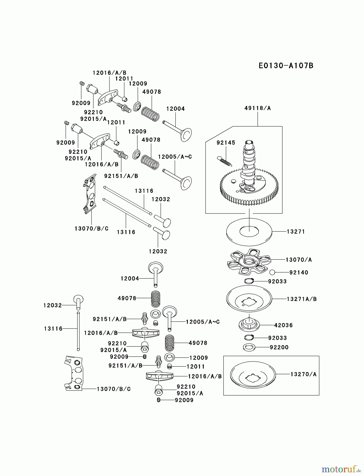 Kawasaki Motoren Motoren Vertikal FA210V - AS02 bis FH641V - DS24 FH601V-AS01 - Kawasaki FH601V 4-Stroke Engine VALVE/CAMSHAFT