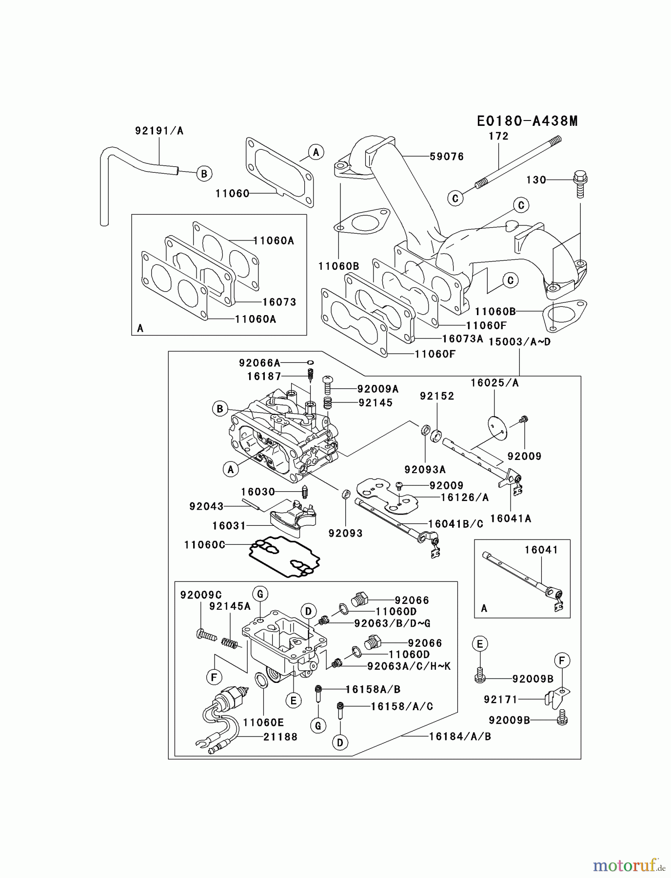Kawasaki Motoren Motoren Vertikal FA210V - AS02 bis FH641V - DS24 FH601V-AS09 - Kawasaki FH601V 4-Stroke Engine CARBURETOR #1