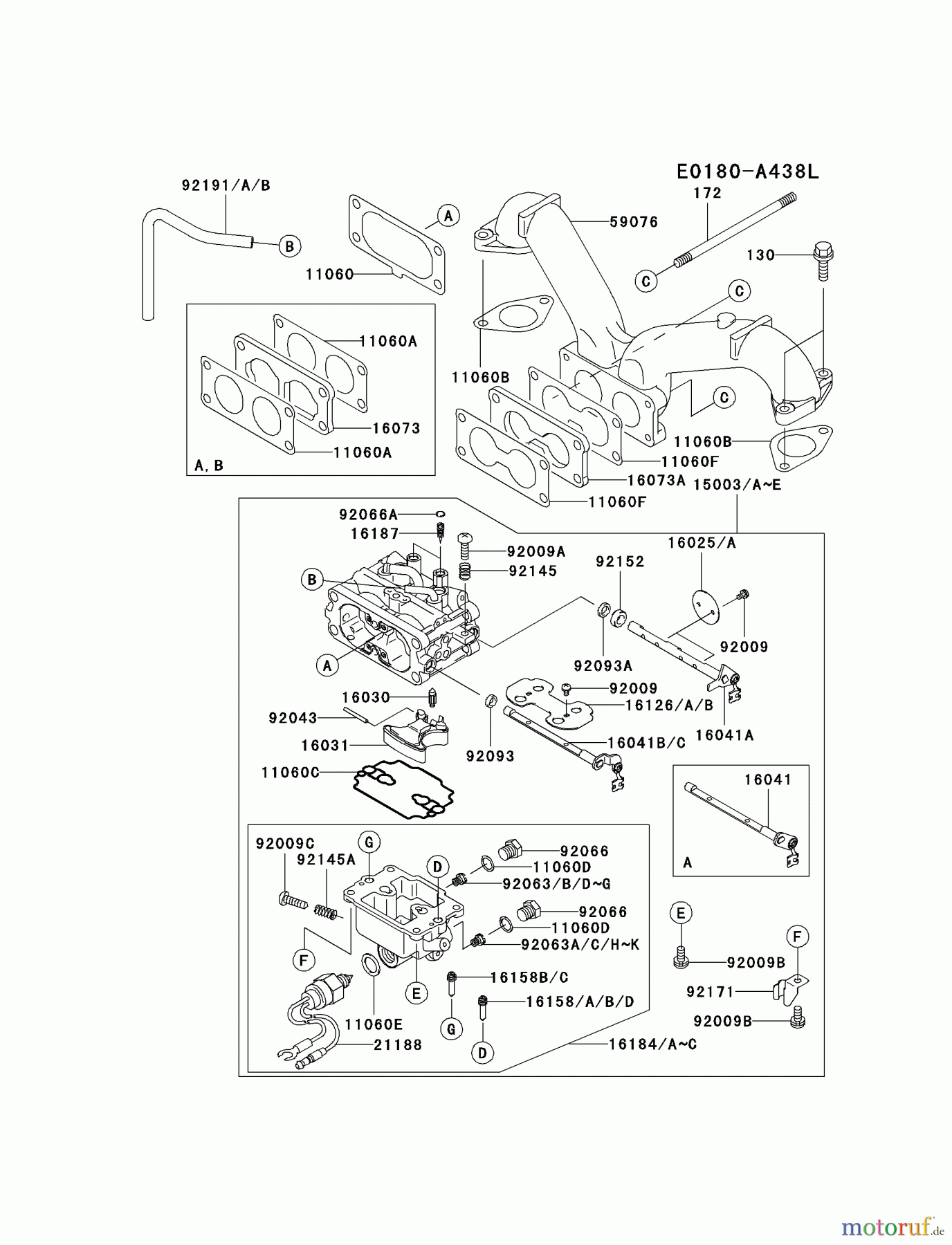 Kawasaki Motoren Motoren Vertikal FA210V - AS02 bis FH641V - DS24 FH601V-AS08 - Kawasaki FH601V 4-Stroke Engine CARBURETOR #1