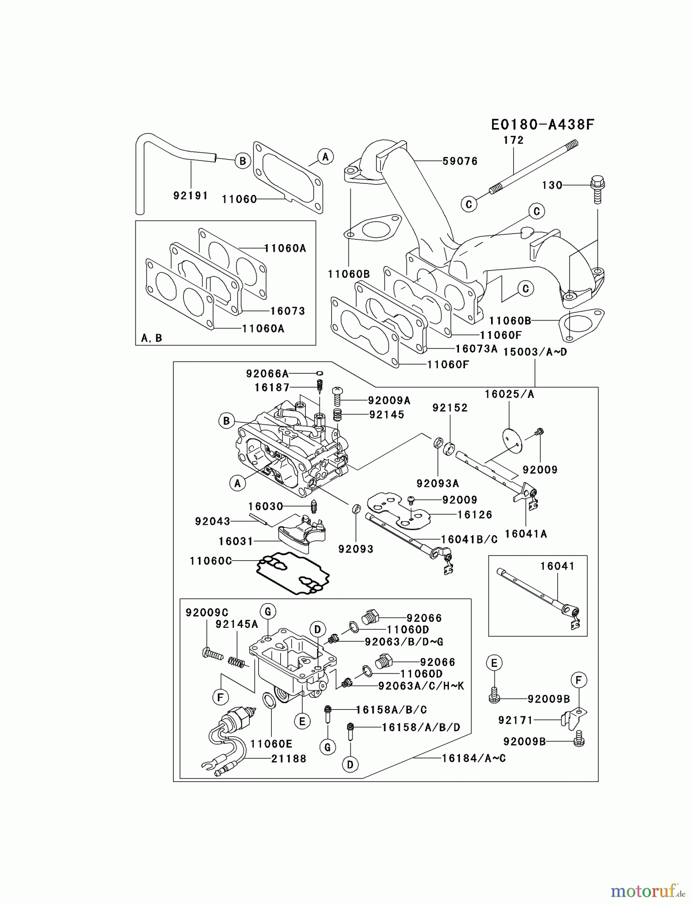 Kawasaki Motoren Motoren Vertikal FA210V - AS02 bis FH641V - DS24 FH601V-CS06 - Kawasaki FH601V 4-Stroke Engine CARBURETOR #2