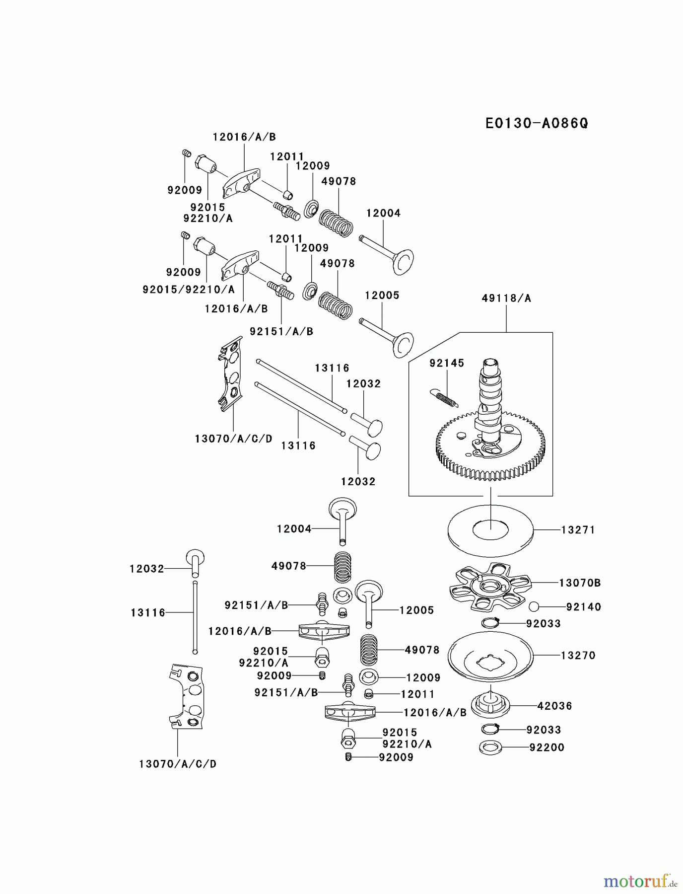 Kawasaki Motoren Motoren Vertikal FA210V - AS02 bis FH641V - DS24 FH601V-BS11 - Kawasaki FH601V 4-Stroke Engine VALVE/CAMSHAFT