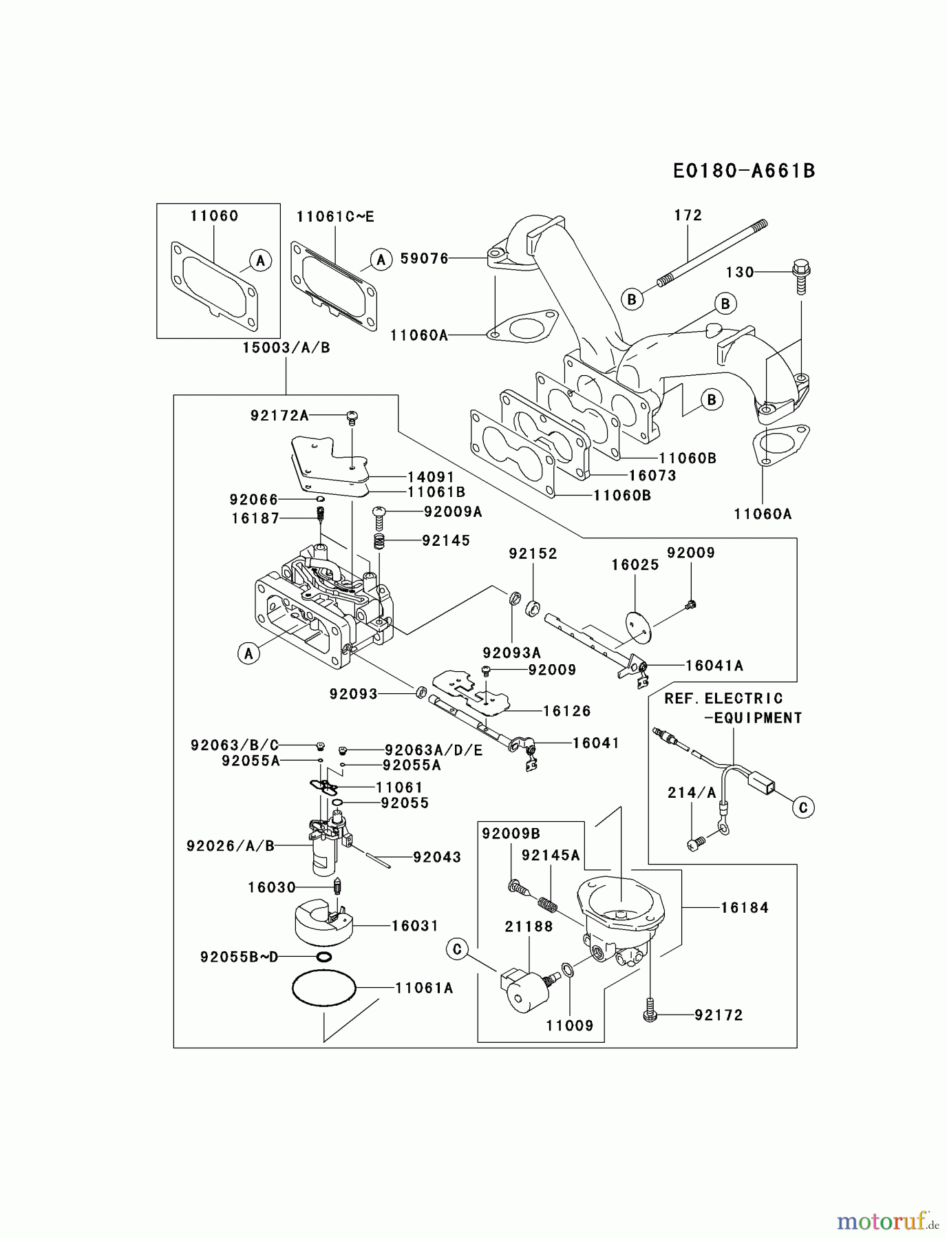 Kawasaki Motoren Motoren Vertikal FA210V - AS02 bis FH641V - DS24 FH601V-CS20 - Kawasaki FH601V 4-Stroke Engine CARBURETOR #1