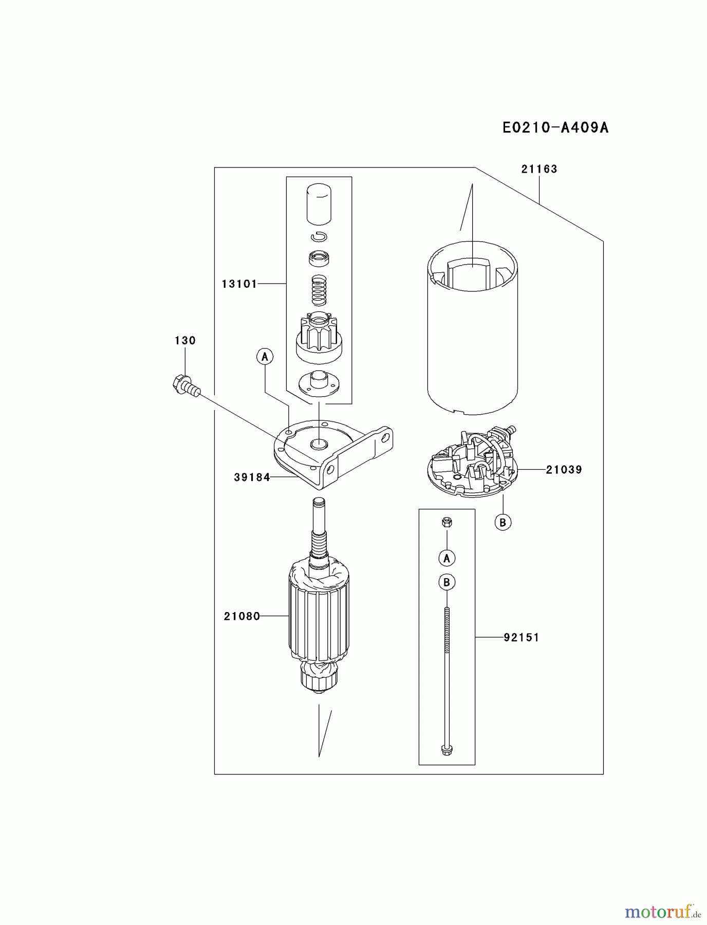 Kawasaki Motoren Motoren Vertikal FA210V - AS02 bis FH641V - DS24 FH580V-DS35 - Kawasaki FH580V 4-Stroke Engine STARTER(~FH580-B86000)