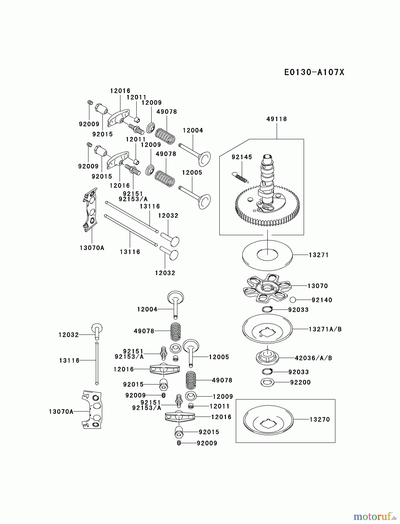 Kawasaki Motoren Motoren Vertikal FA210V - AS02 bis FH641V - DS24 FH601V-FS11 - Kawasaki FH601V 4-Stroke Engine VALVE/CAMSHAFT