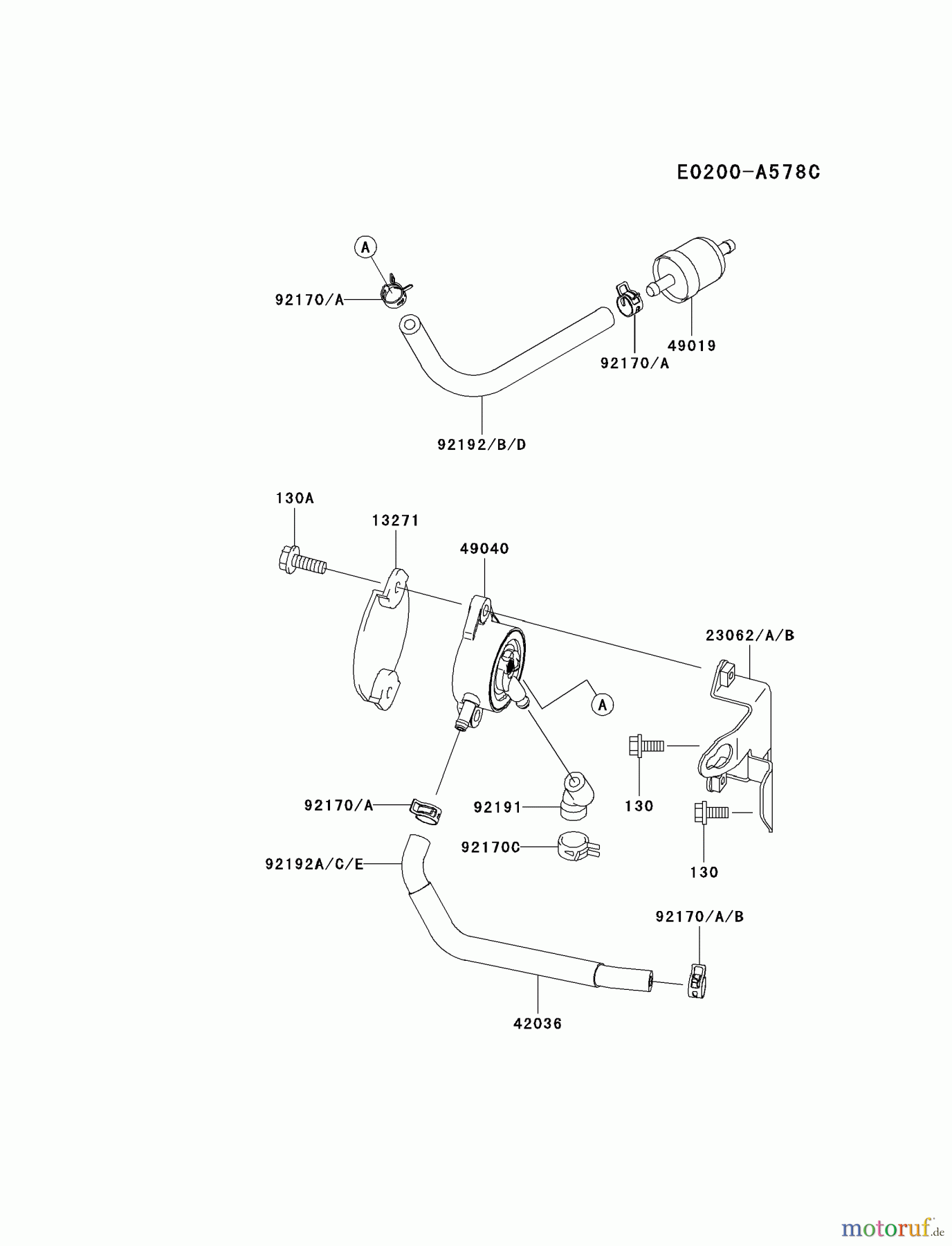Kawasaki Motoren Motoren Vertikal FA210V - AS02 bis FH641V - DS24 FH601V-KS06 - Kawasaki FH601V 4-Stroke Engine FUEL-TANK/FUEL-VALVE