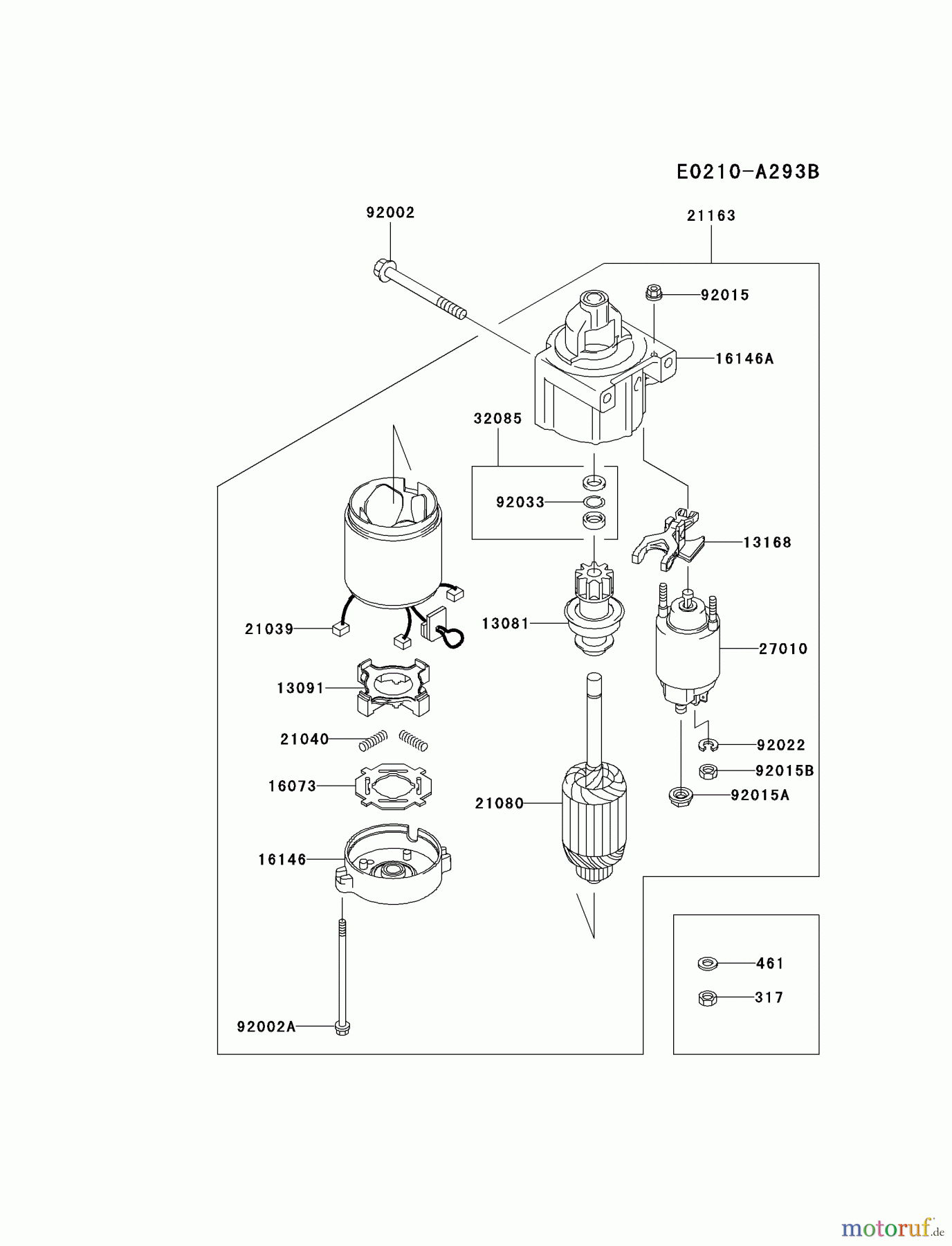 Kawasaki Motoren Motoren Vertikal FA210V - AS02 bis FH641V - DS24 FH641V-AS22 - Kawasaki FH641V 4-Stroke Engine STARTER