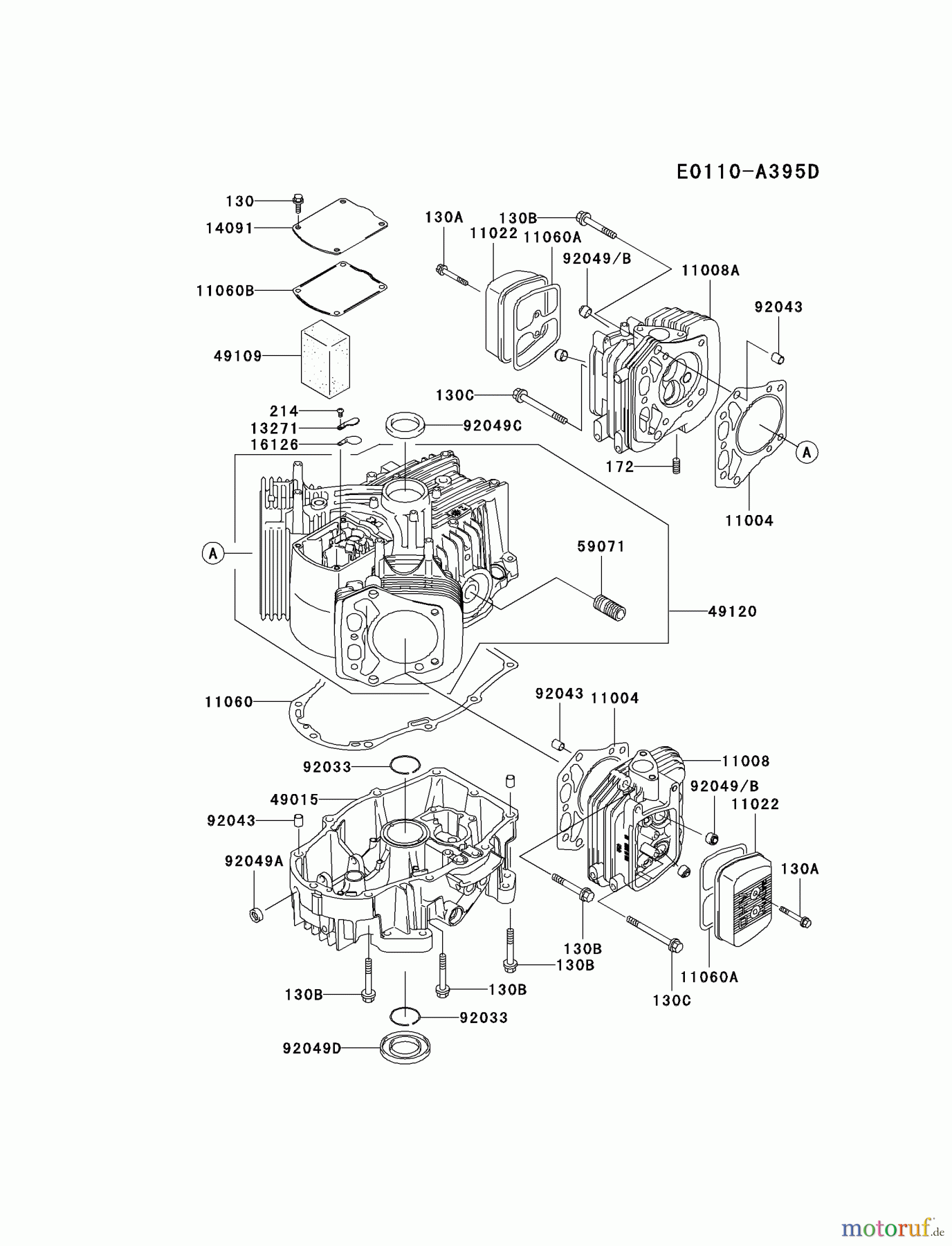 Kawasaki Motoren Motoren Vertikal FA210V - AS02 bis FH641V - DS24 FH641V-AS23 - Kawasaki FH641V 4-Stroke Engine CYLINDER/CRANKCASE